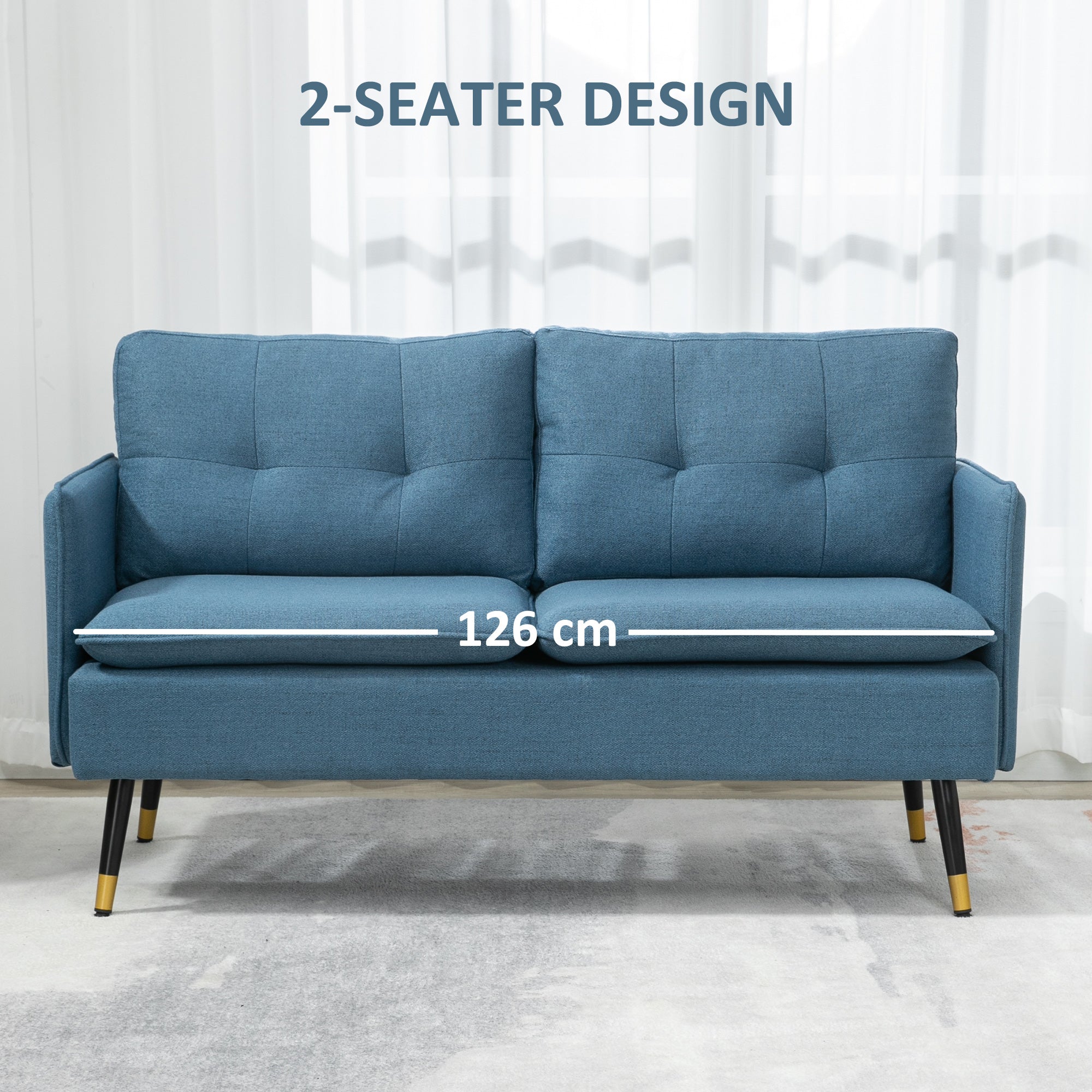 Loveseat Sofa 55" Linen Grey Button Tufted-DECOROLALA
