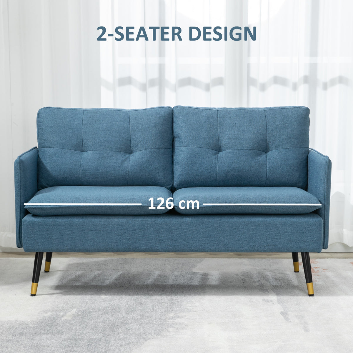Loveseat Sofa 55" Linen Grey Button Tufted-DECOROLALA