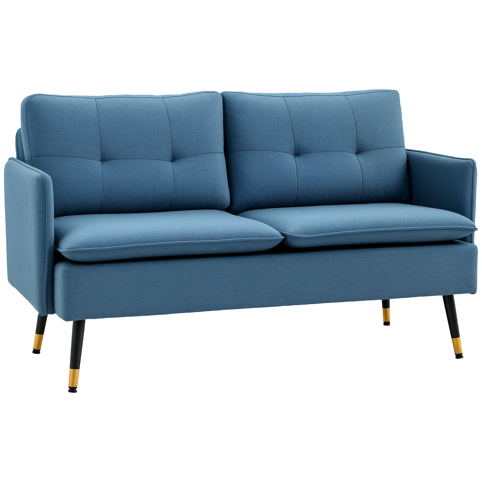 Loveseat Sofa 55" Linen Grey Button Tufted-DECOROLALA