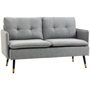 Loveseat Sofa 55" Linen Grey Button Tufted-DECOROLALA