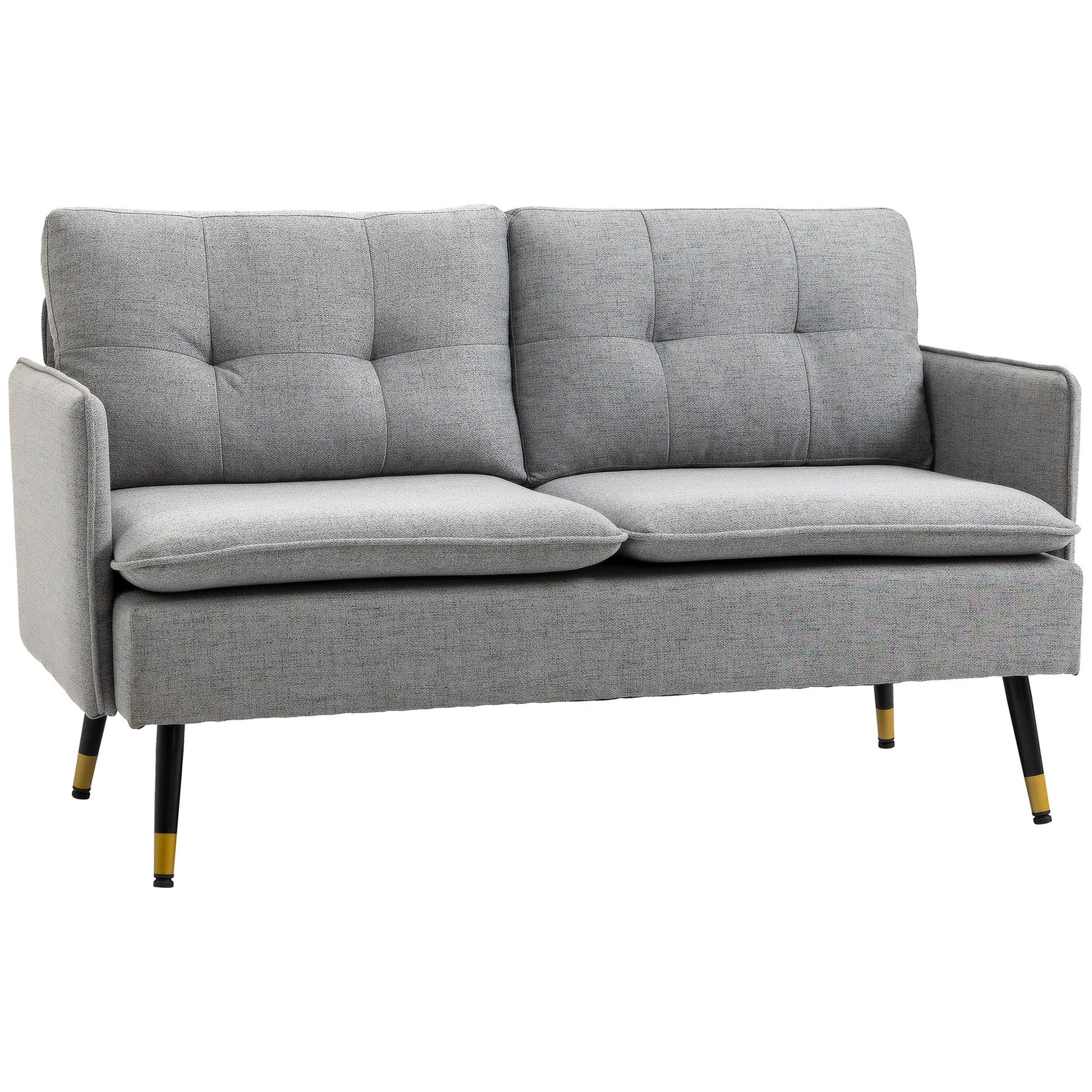 Loveseat Sofa 55" Linen Grey Button Tufted-DECOROLALA