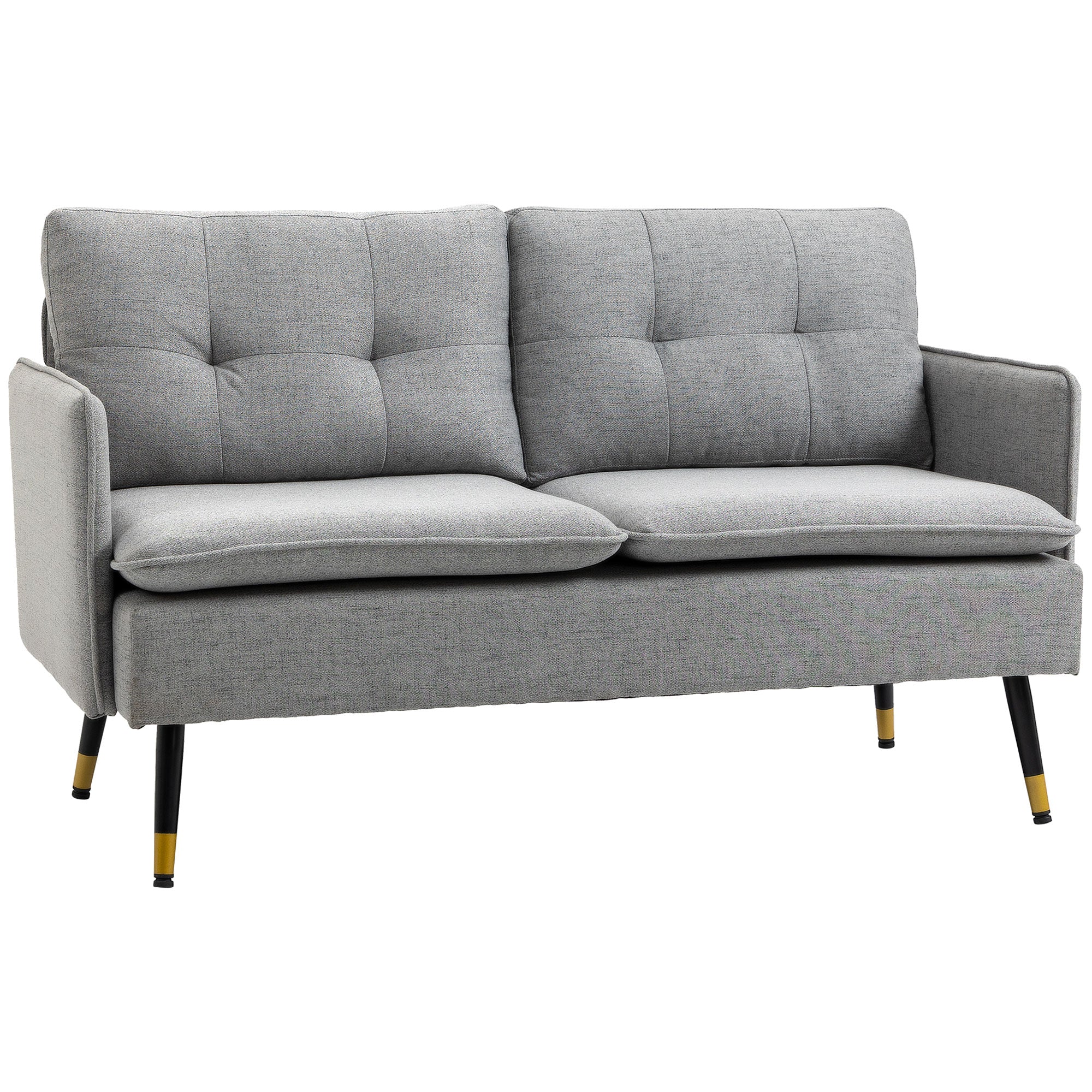 Loveseat Sofa 55" Linen Grey Button Tufted-DECOROLALA