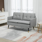 Loveseat Sofa 55" Linen Grey Button Tufted-DECOROLALA