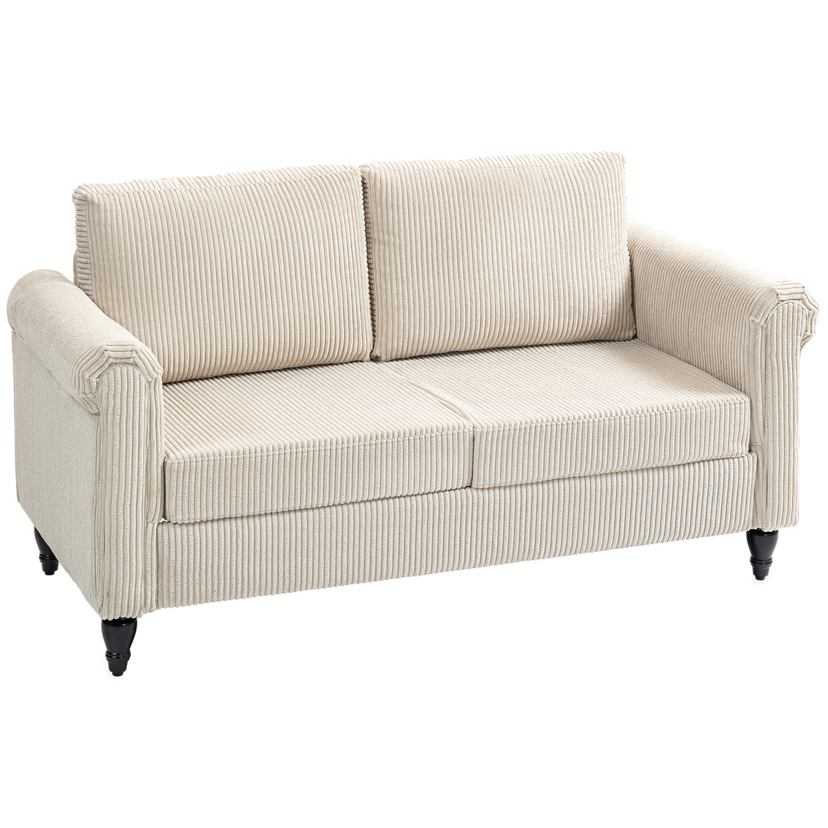 Loveseat Sofa - Beige 2 Seater Rolled Arms-Loveseat Sofas-DECOROLALA