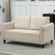 Loveseat Sofa - Beige 2 Seater Rolled Arms-Loveseat Sofas-DECOROLALA
