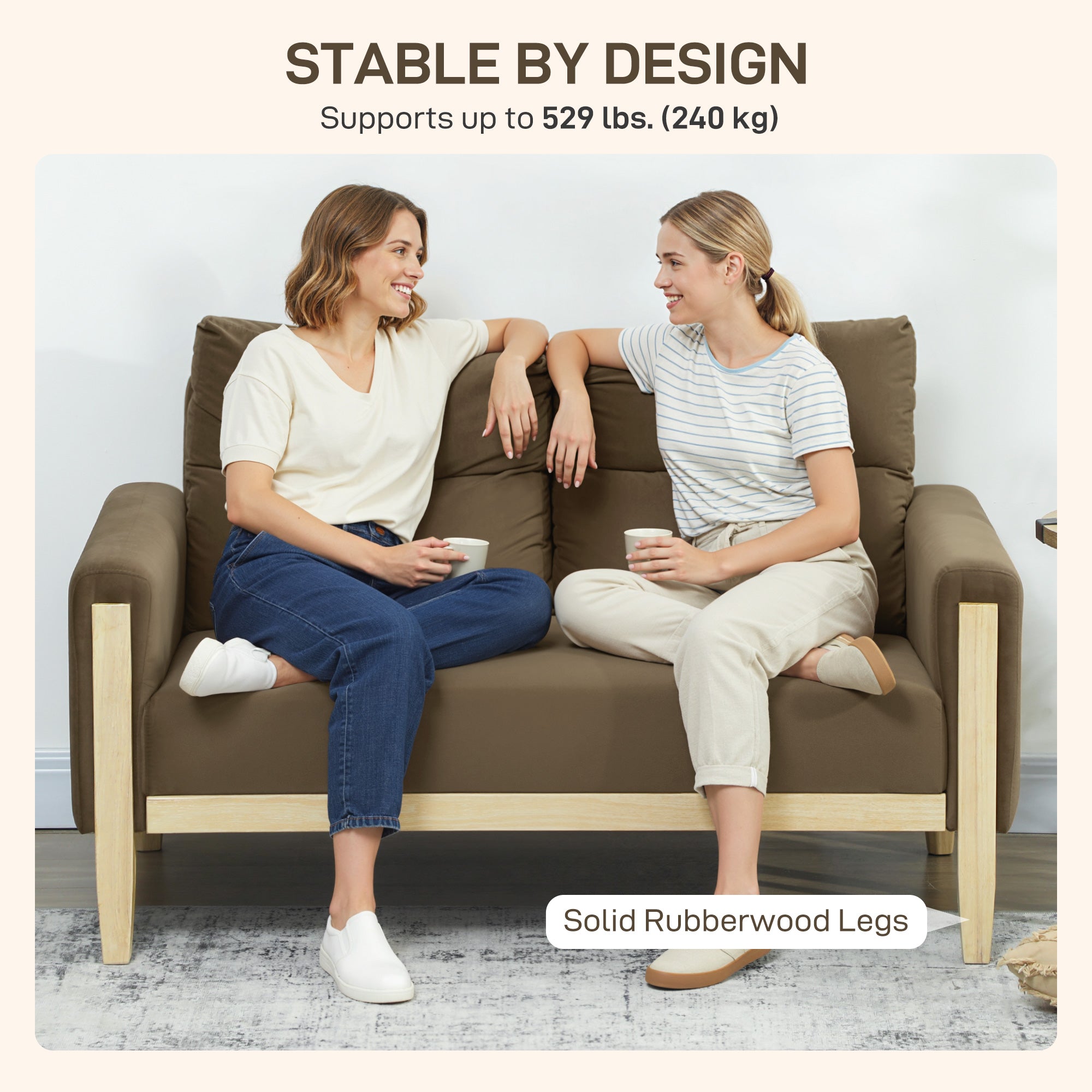 Loveseat Sofa - Brown Velvet 52.8" Modern-DECOROLALA