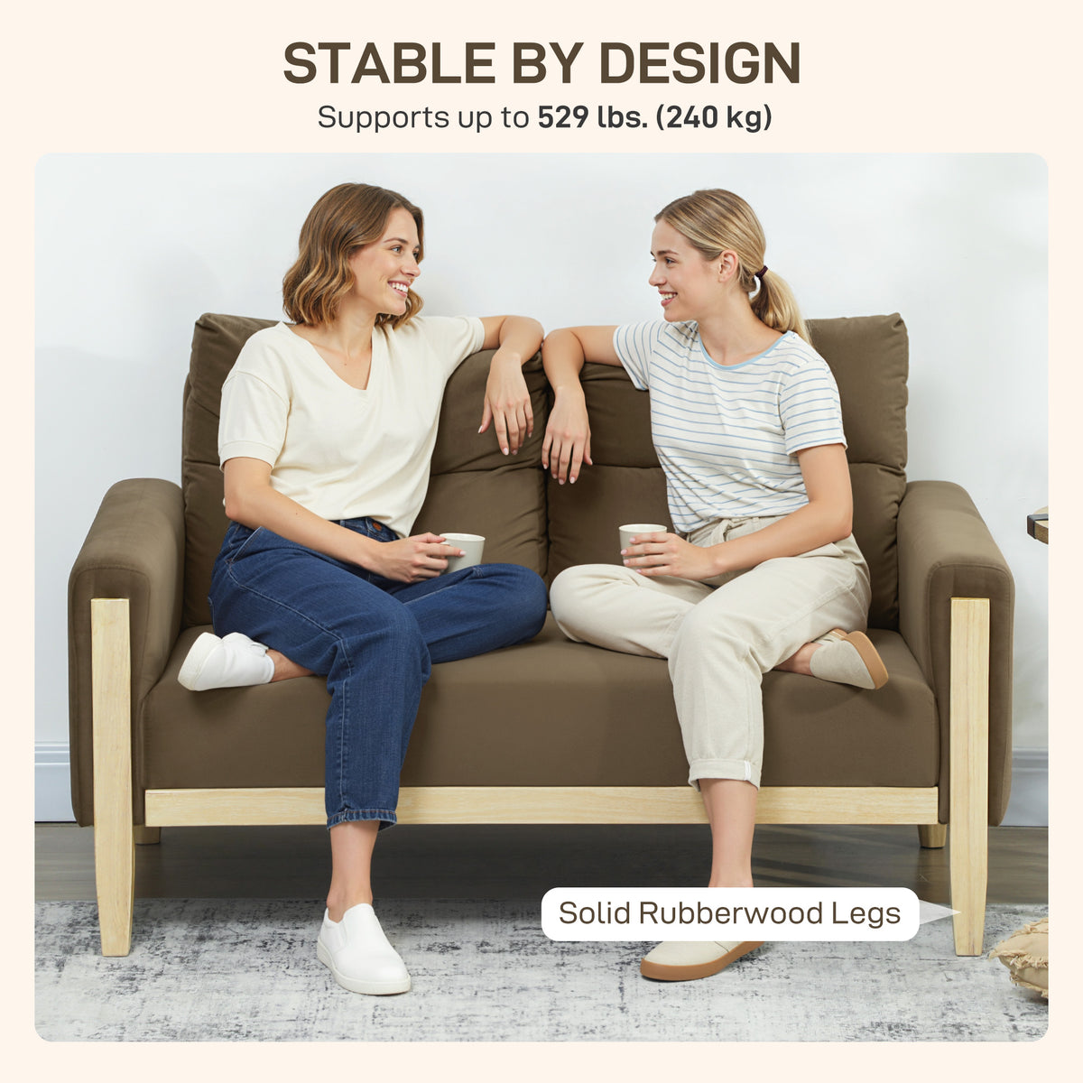 Loveseat Sofa - Brown Velvet 52.8" Modern-DECOROLALA