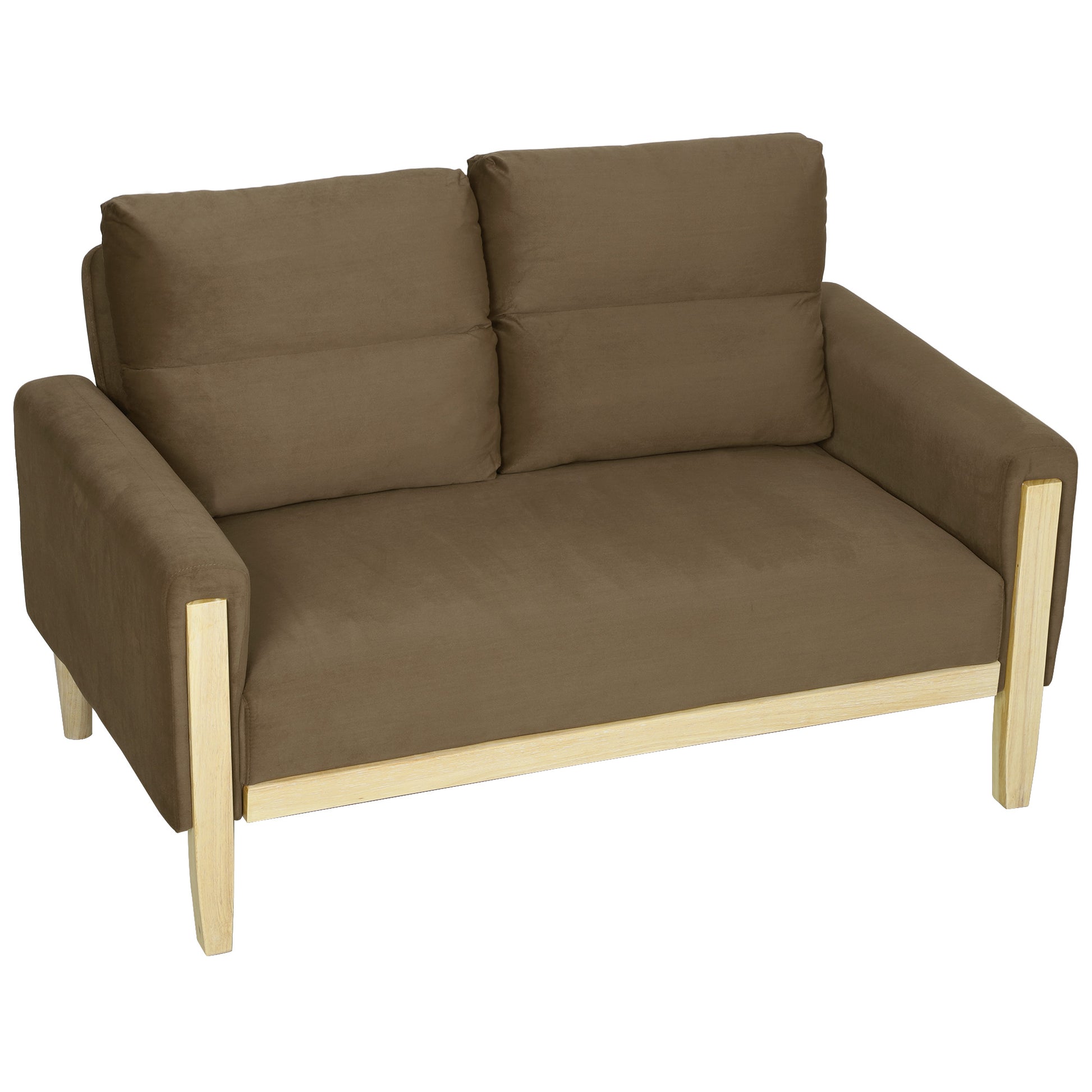 Loveseat Sofa - Brown Velvet 52.8" Modern-DECOROLALA