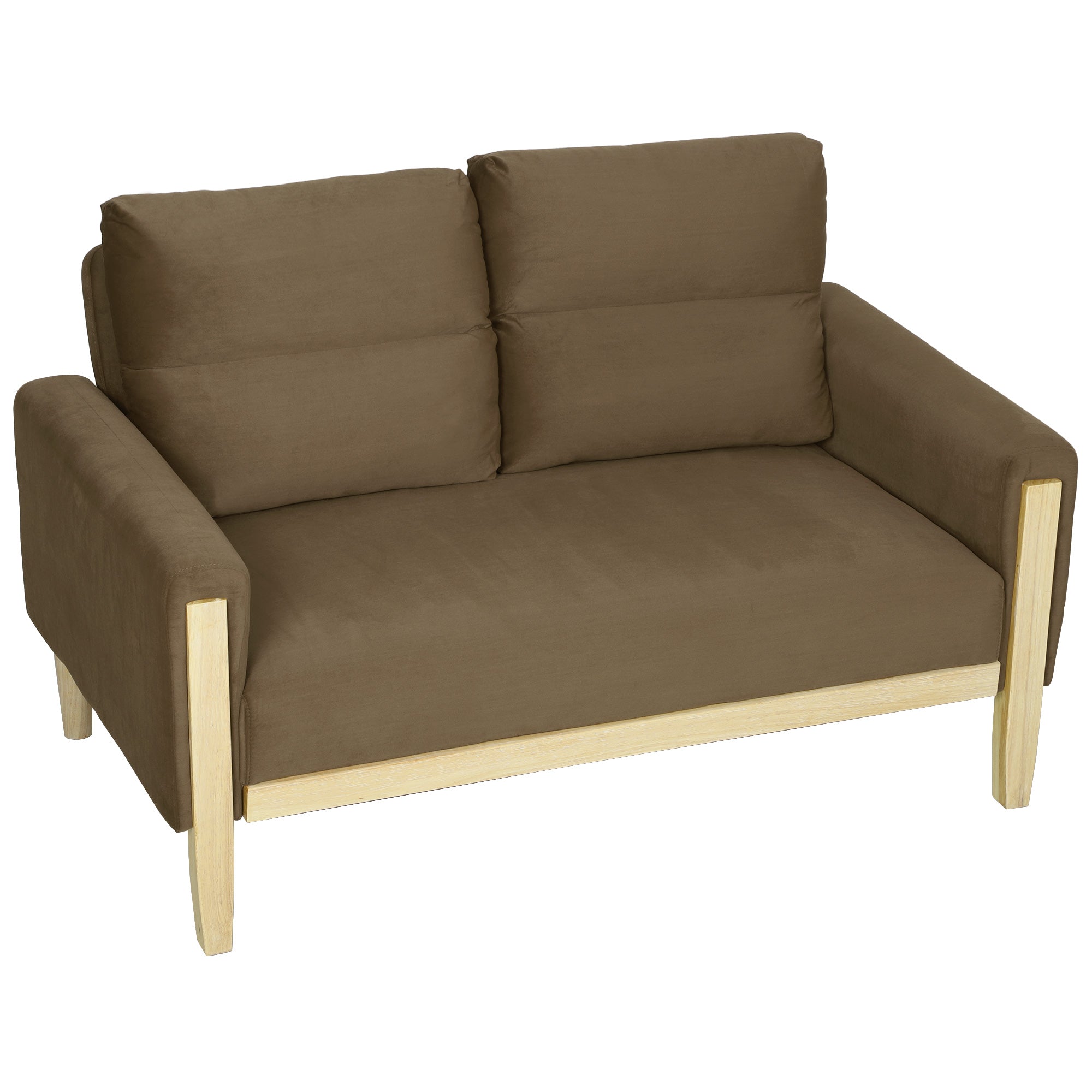 Loveseat Sofa - Brown Velvet 52.8" Modern-DECOROLALA