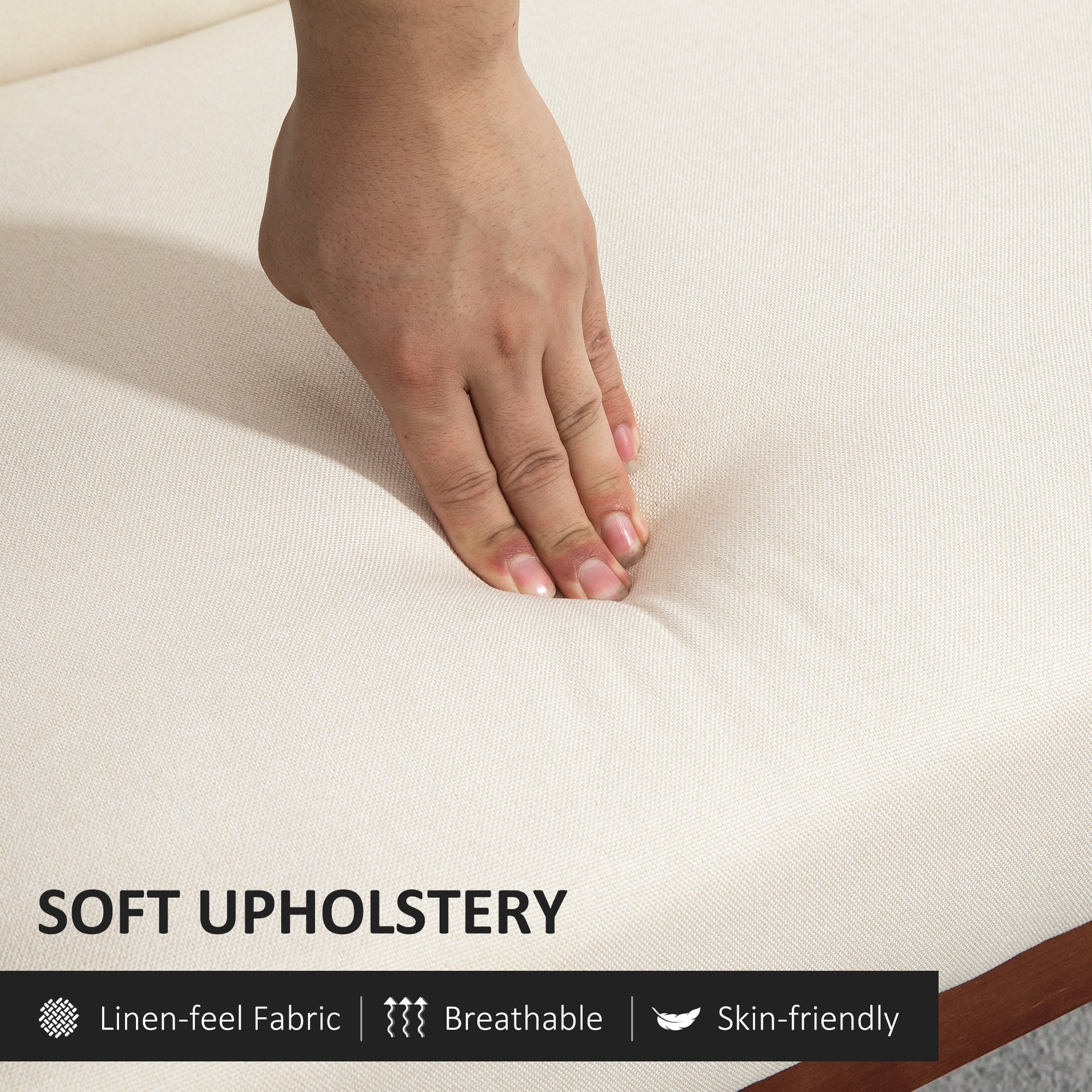Loveseat Sofa - Cream White Linen 2-Seater-DECOROLALA