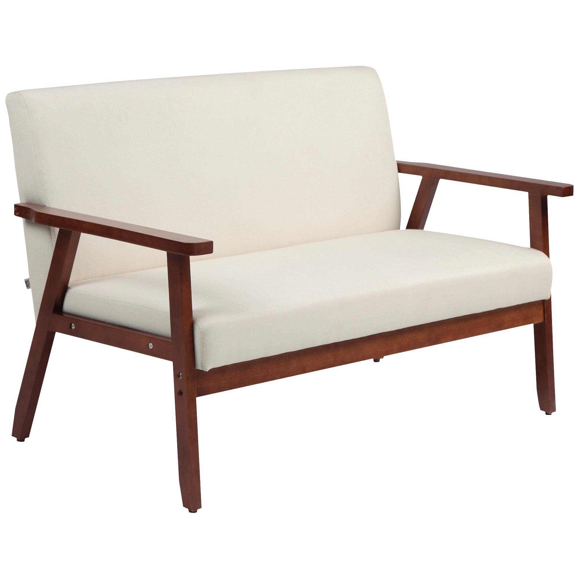 Loveseat Sofa - Cream White Linen 2-Seater-DECOROLALA