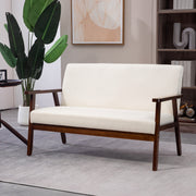 Loveseat Sofa - Cream White Linen 2-Seater-DECOROLALA
