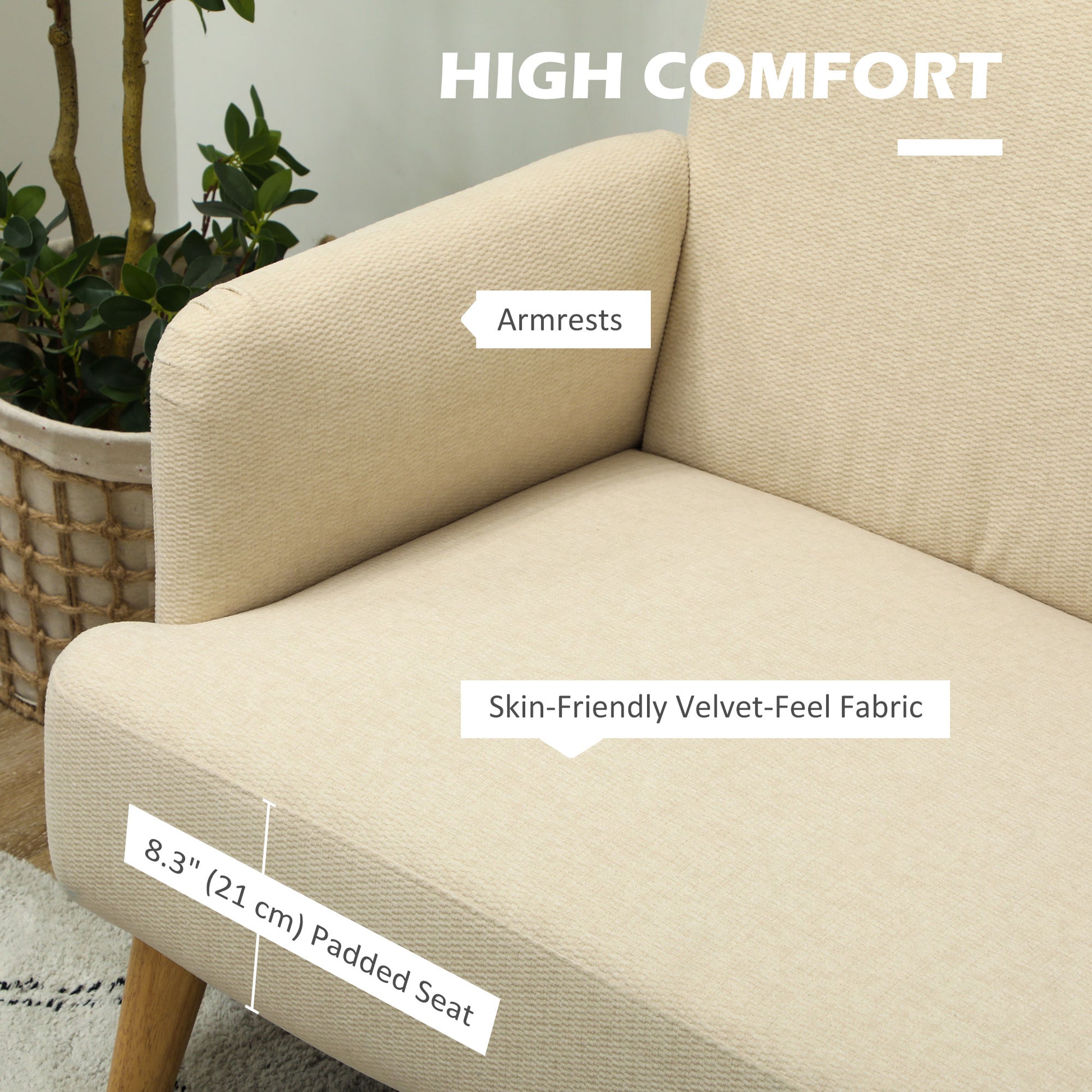 Loveseat Sofa - Cream White Velvet 2 Seater-DECOROLALA