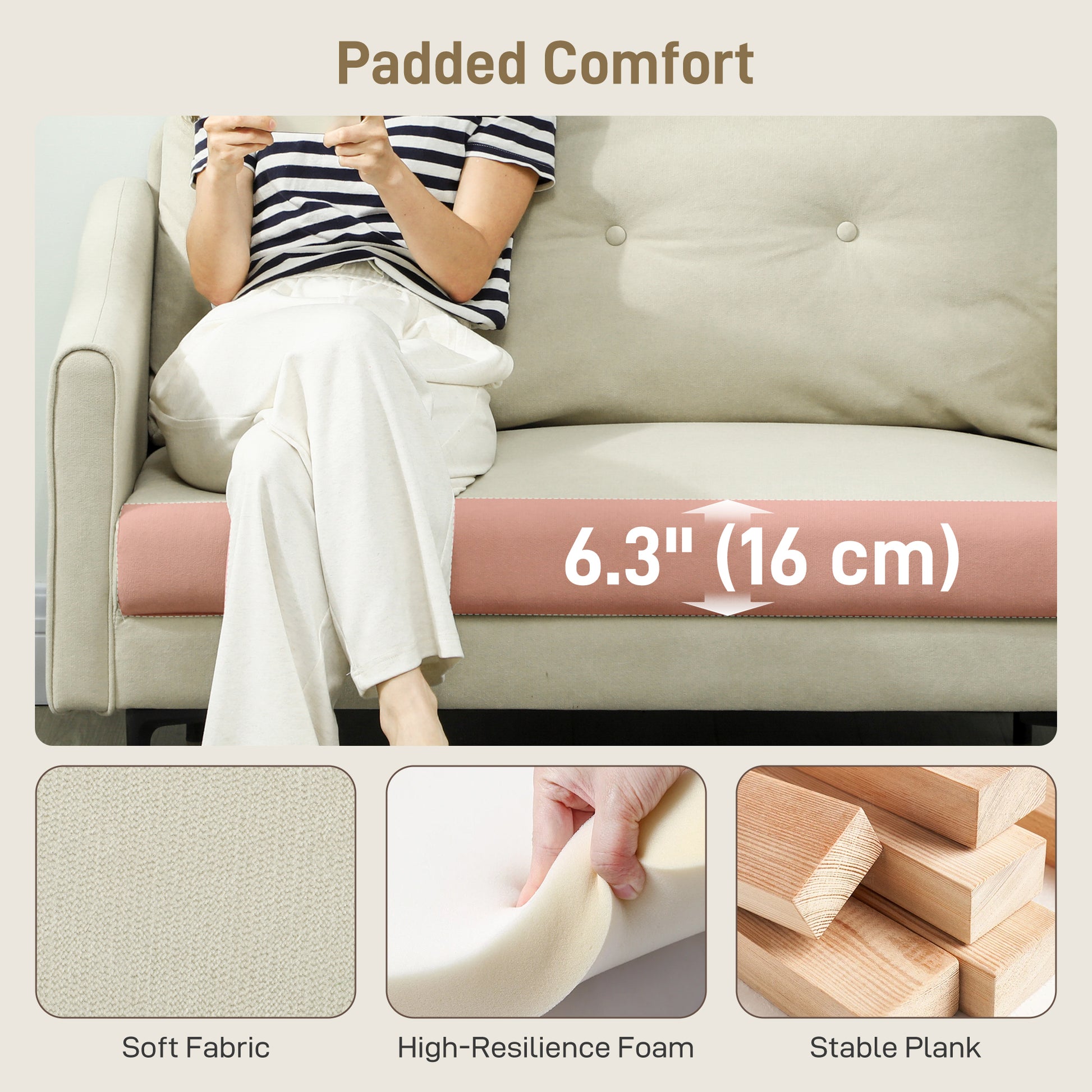 Loveseat Sofa - Cream White Velvet 2 Seater-DECOROLALA