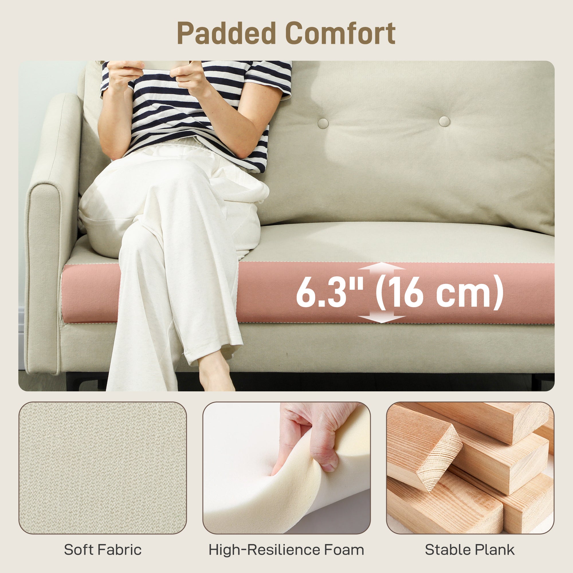 Loveseat Sofa - Cream White Velvet 2 Seater-DECOROLALA