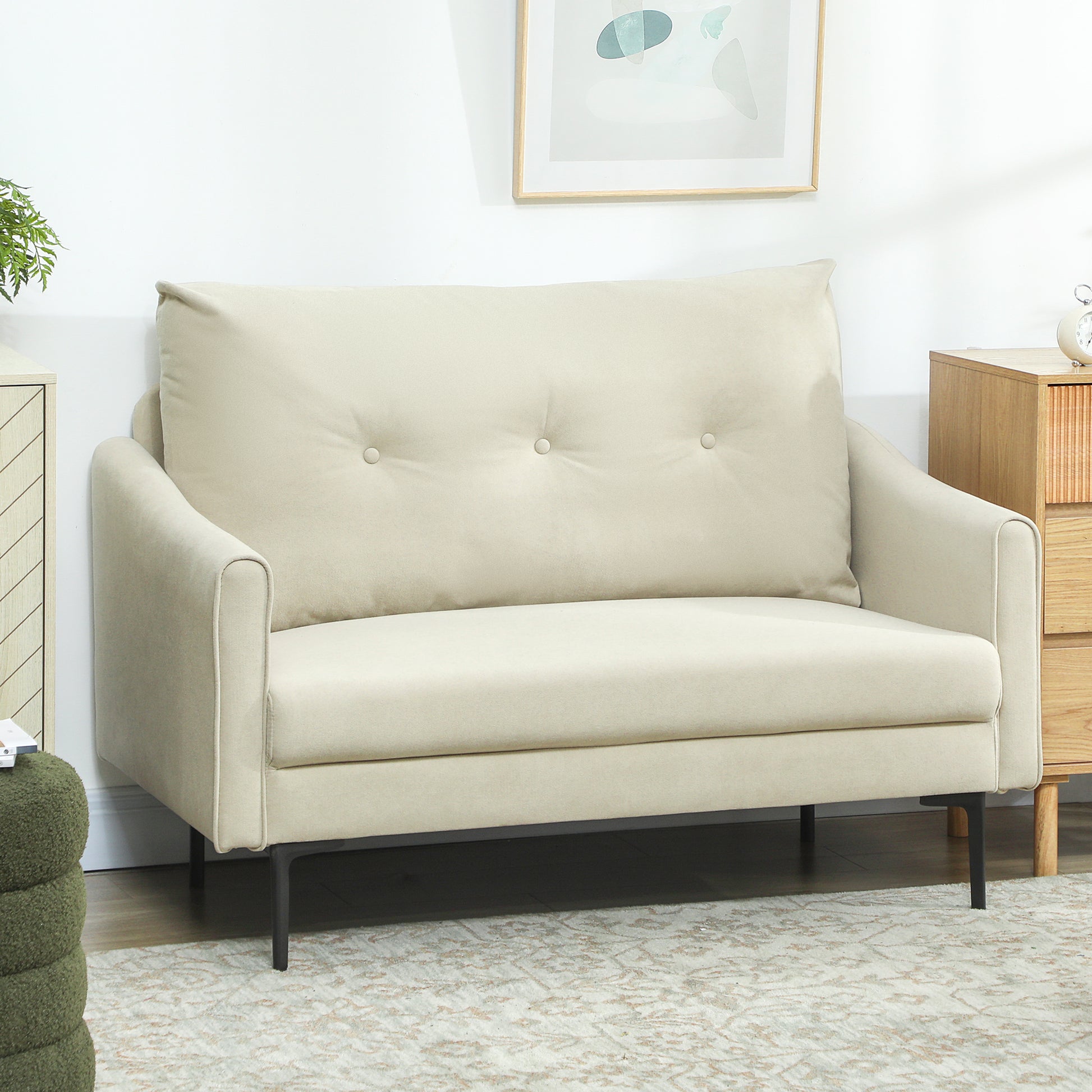 Loveseat Sofa - Cream White Velvet 2 Seater-DECOROLALA