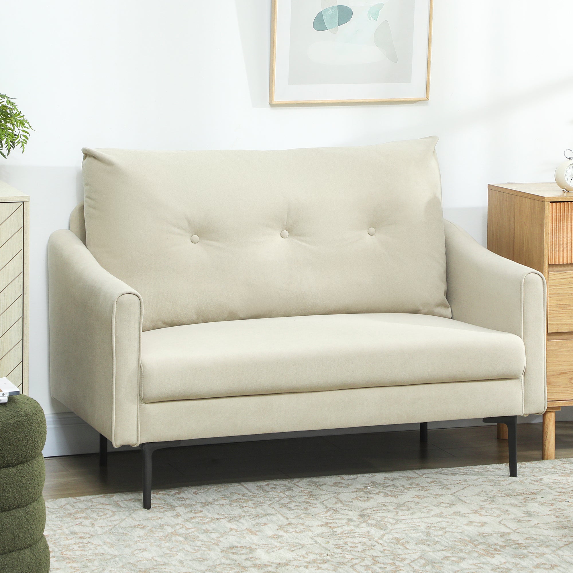 Loveseat Sofa - Cream White Velvet 2 Seater-DECOROLALA