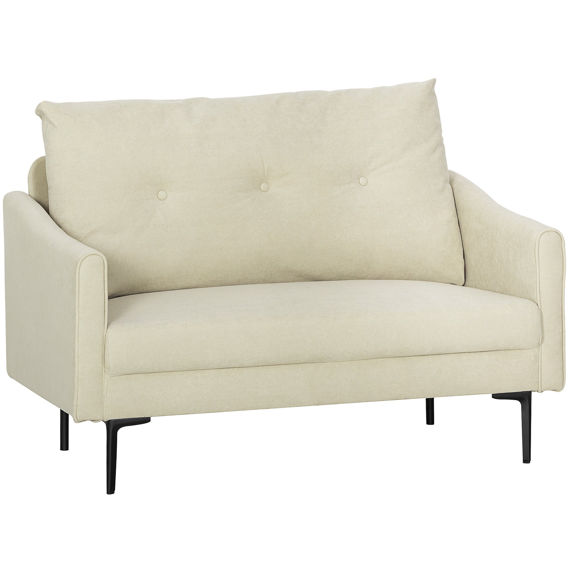 Loveseat Sofa - Cream White Velvet 2 Seater-DECOROLALA