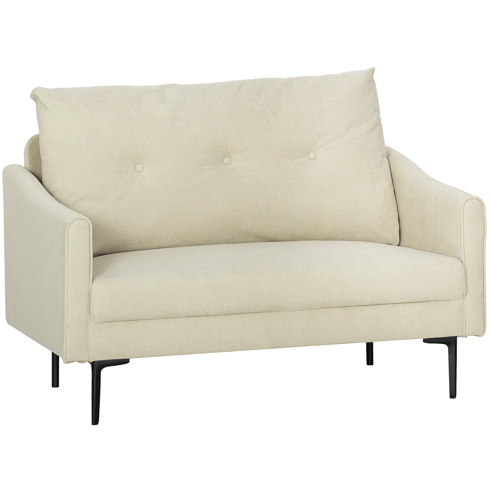 Loveseat Sofa - Cream White Velvet 2 Seater-DECOROLALA