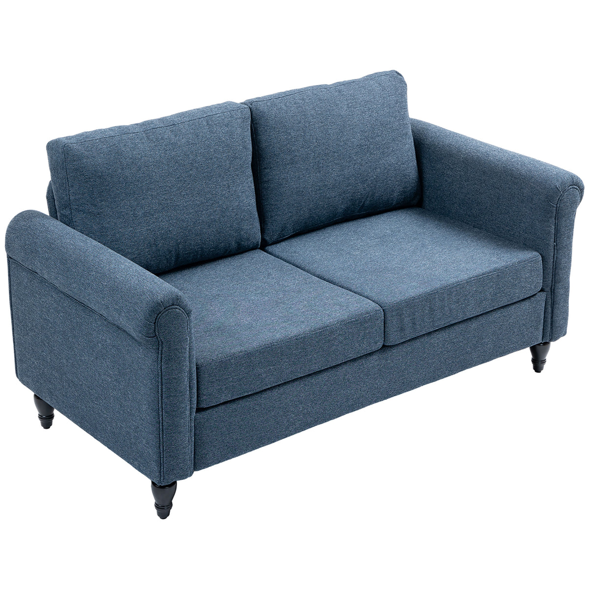 Loveseat Sofa - Dark Blue Rolled Arms 57.9"-DECOROLALA