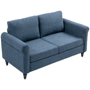 Loveseat Sofa - Dark Blue Rolled Arms 57.9"-DECOROLALA