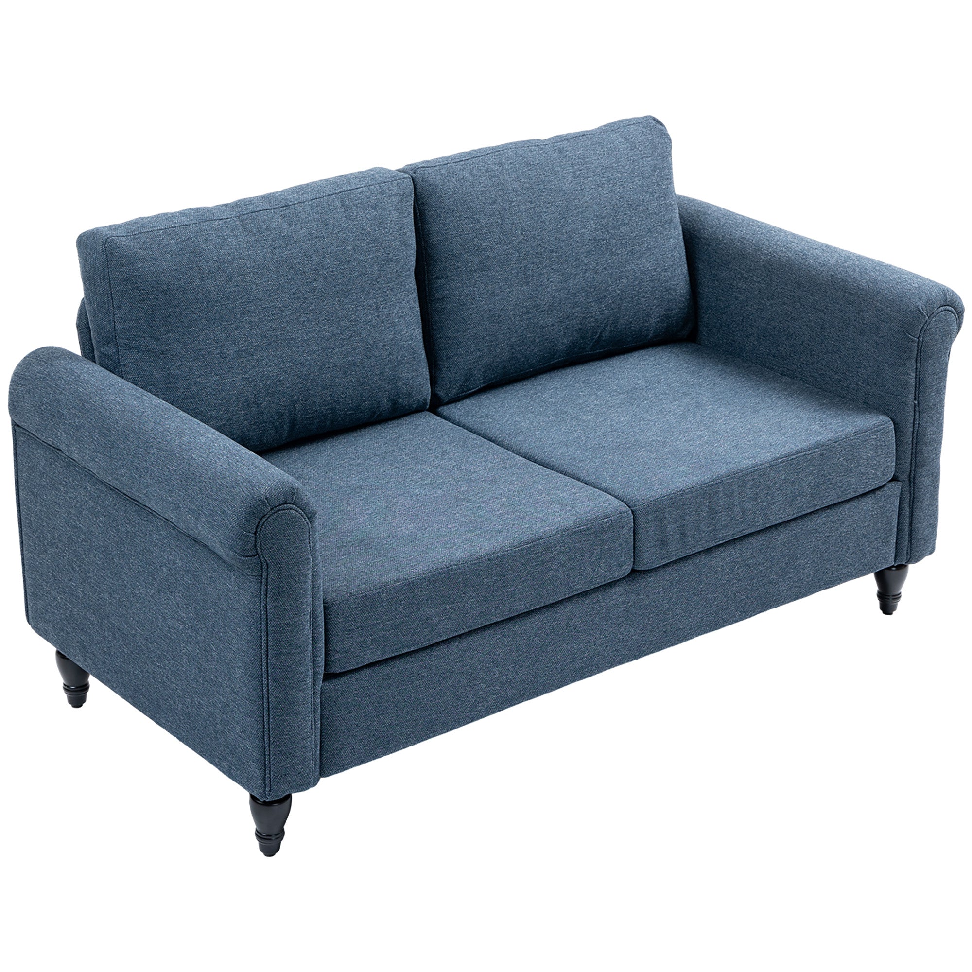 Loveseat Sofa - Dark Blue Rolled Arms 57.9"-DECOROLALA
