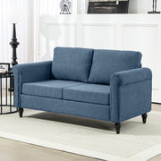 Loveseat Sofa - Dark Blue Rolled Arms 57.9"-DECOROLALA