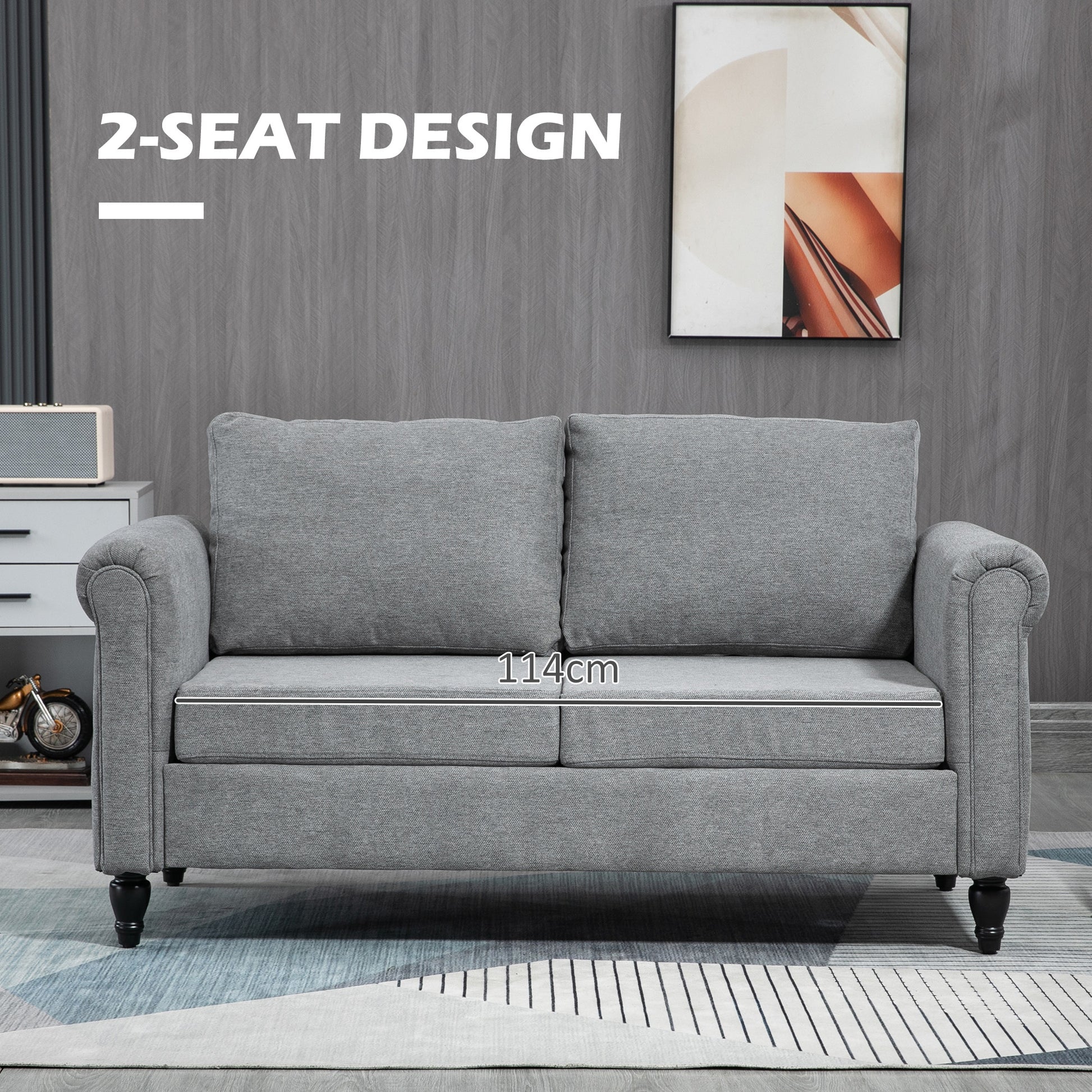 Loveseat Sofa - Dark Grey Chenille 57.9"-DECOROLALA