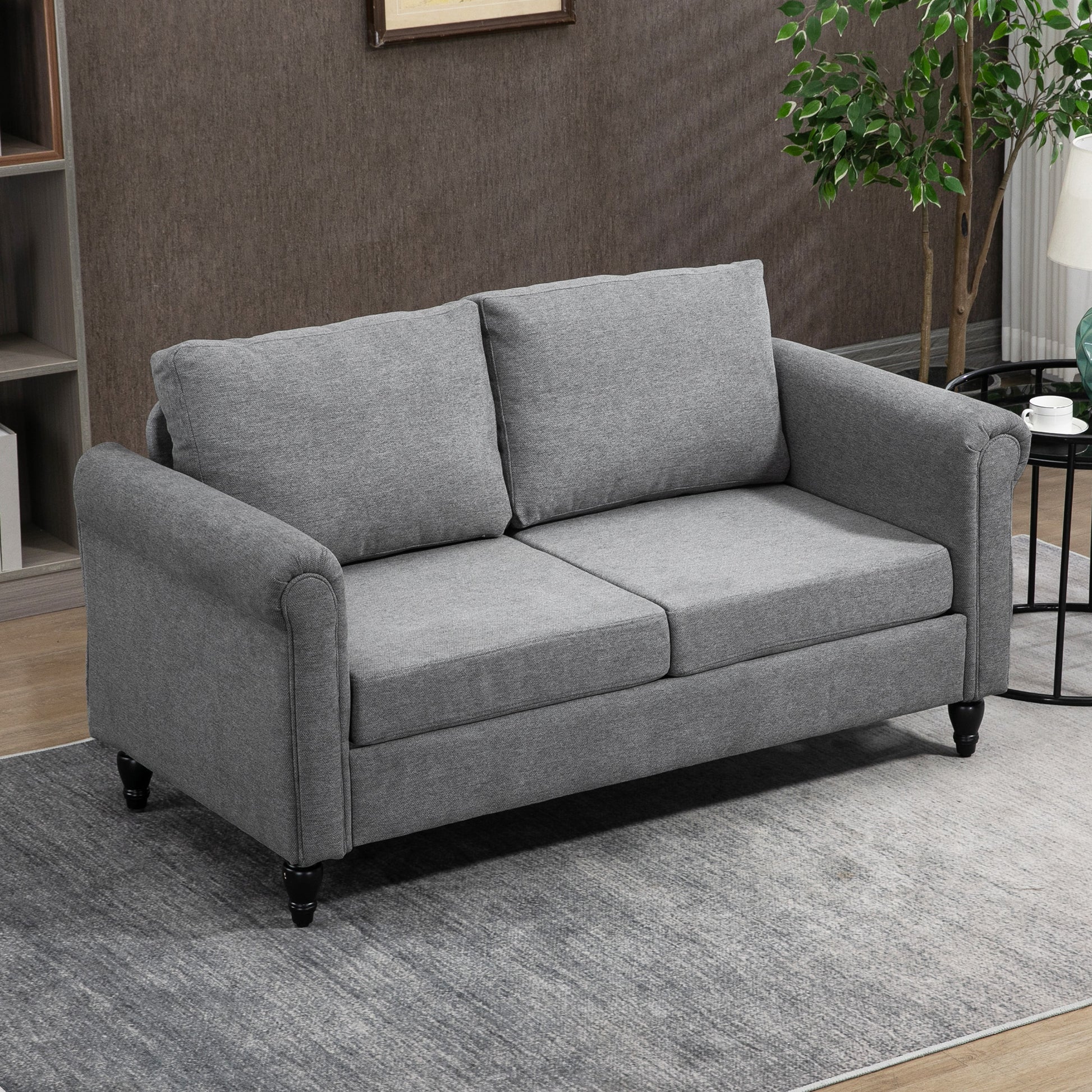 Loveseat Sofa - Dark Grey Chenille 57.9"-DECOROLALA