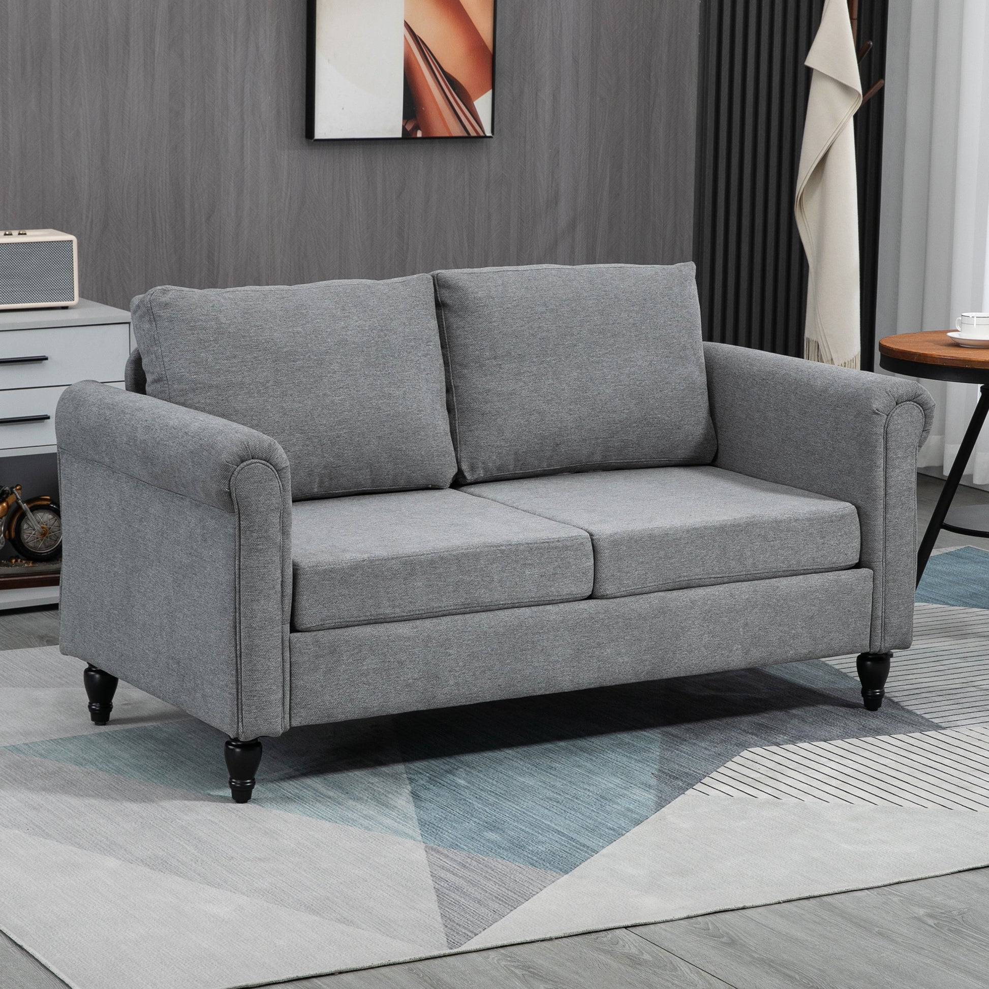 Loveseat Sofa - Dark Grey Chenille 57.9"-DECOROLALA