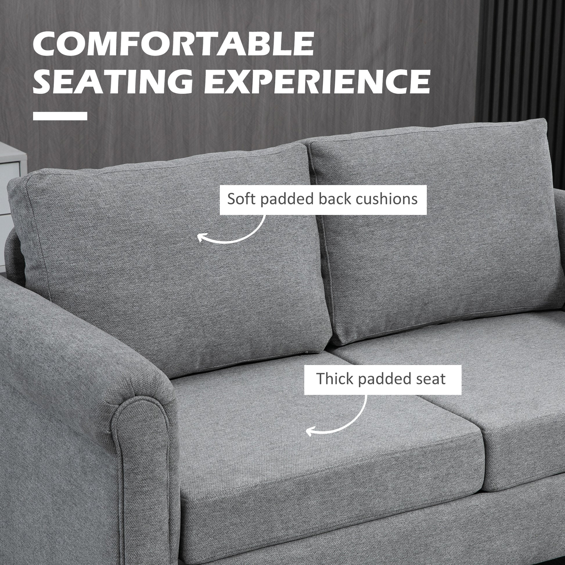Loveseat Sofa - Dark Grey Chenille 57.9"-DECOROLALA