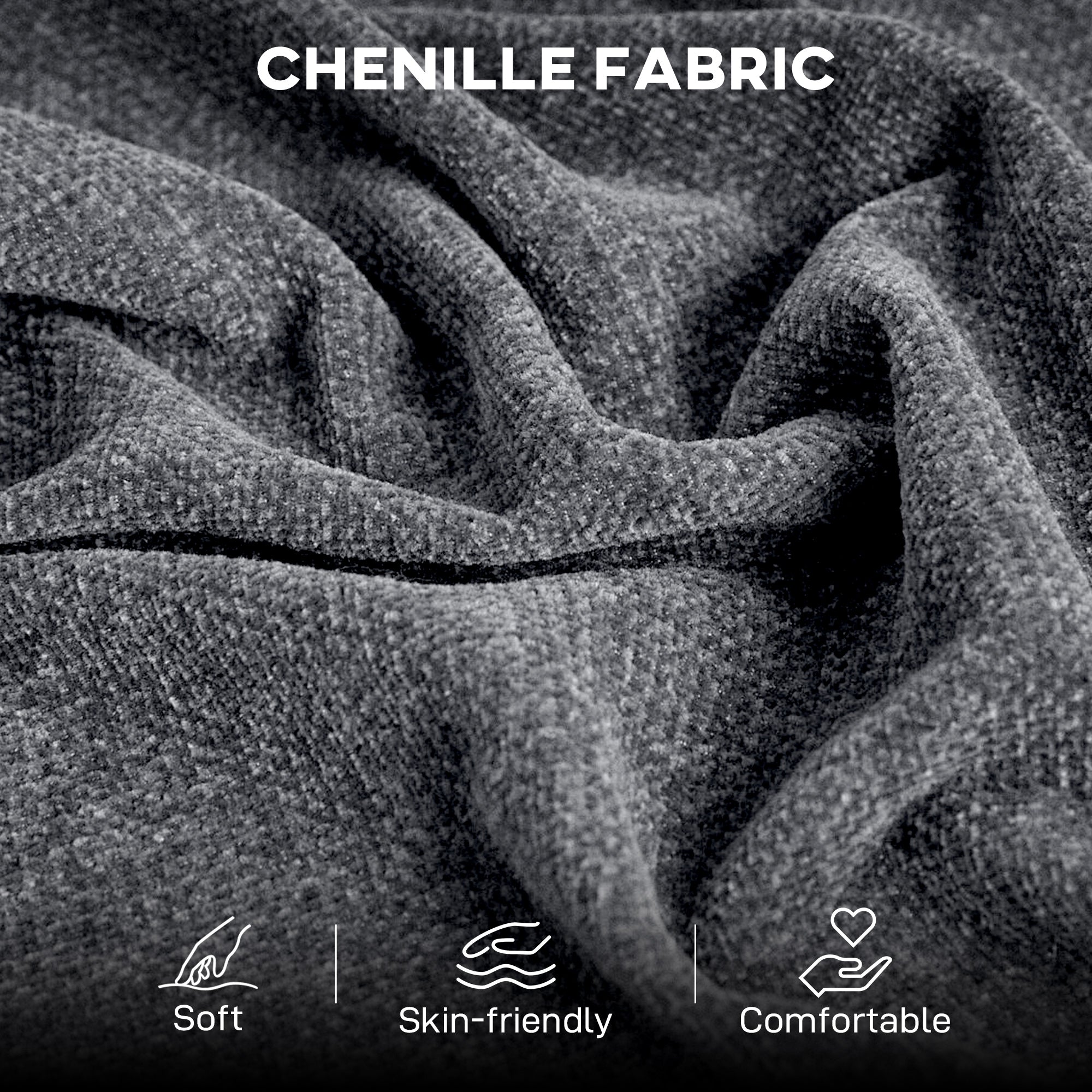 Loveseat Sofa - Dark Grey Chenille 57.9"-DECOROLALA