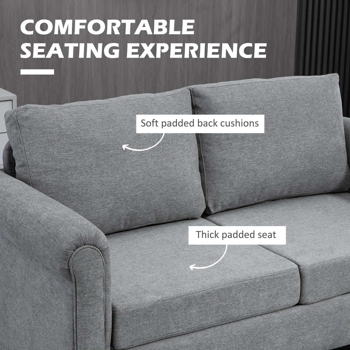 Loveseat Sofa - Dark Grey Chenille 57.9"-DECOROLALA