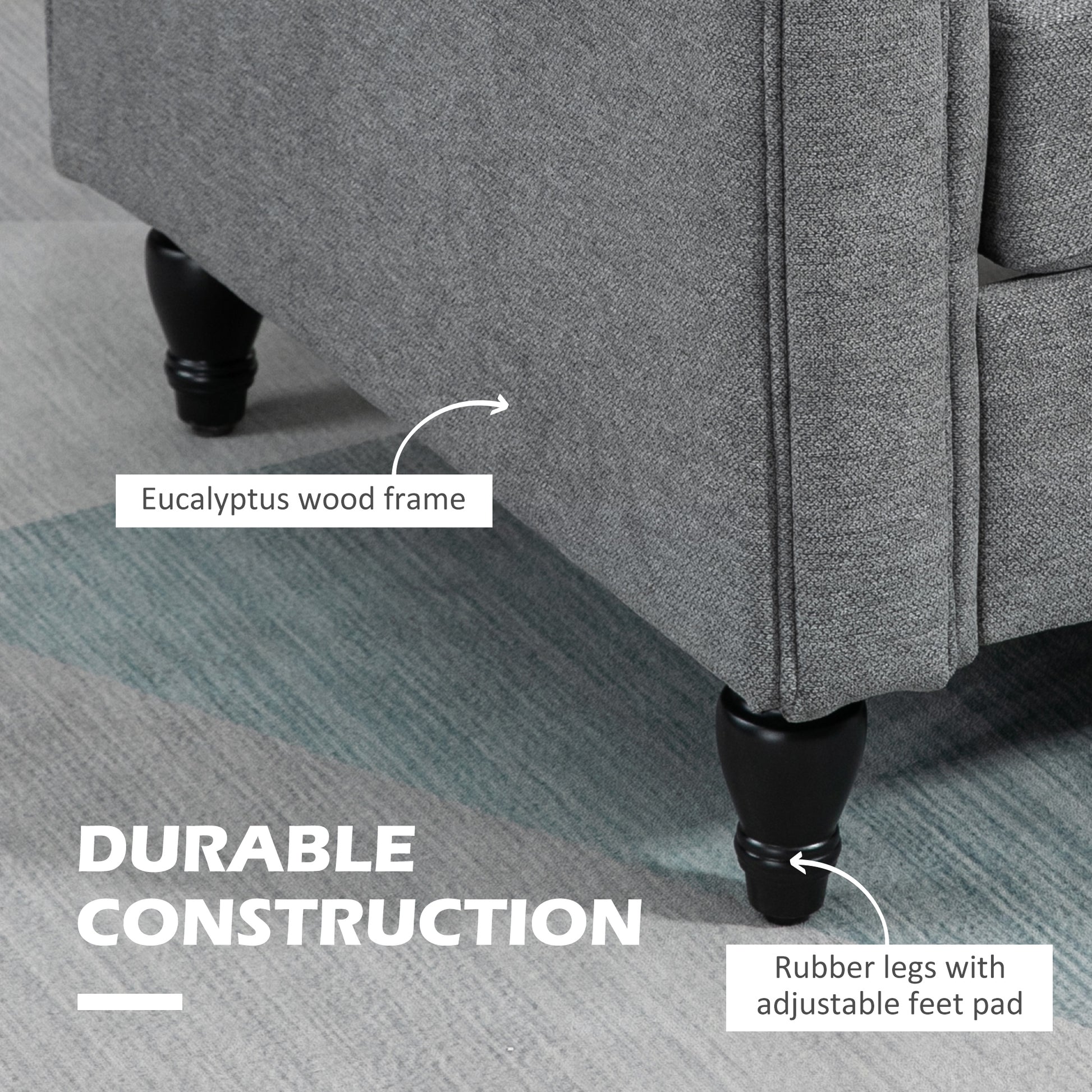 Loveseat Sofa - Dark Grey Chenille 57.9"-DECOROLALA