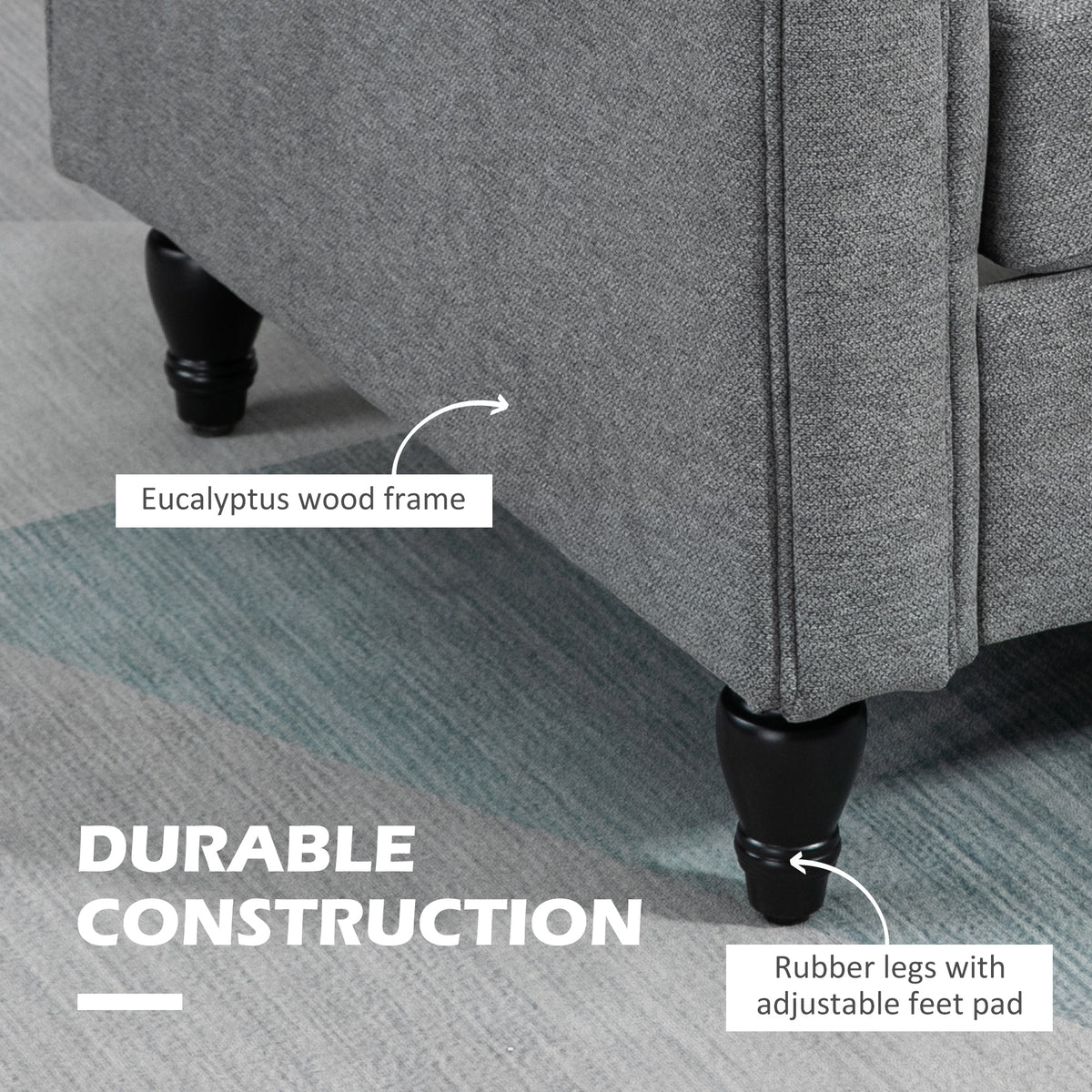 Loveseat Sofa - Dark Grey Chenille 57.9"-DECOROLALA