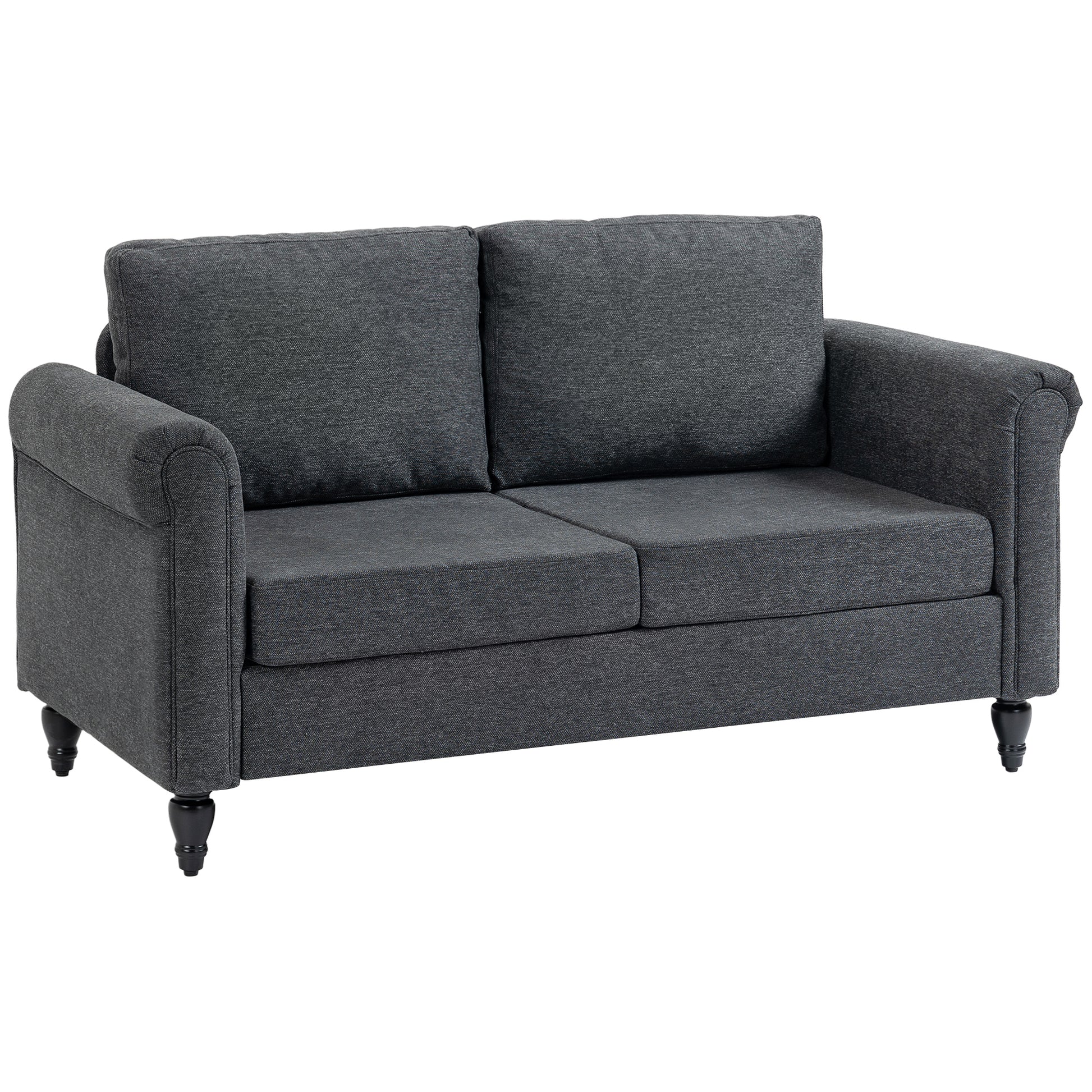 Loveseat Sofa - Dark Grey Chenille 57.9"-DECOROLALA