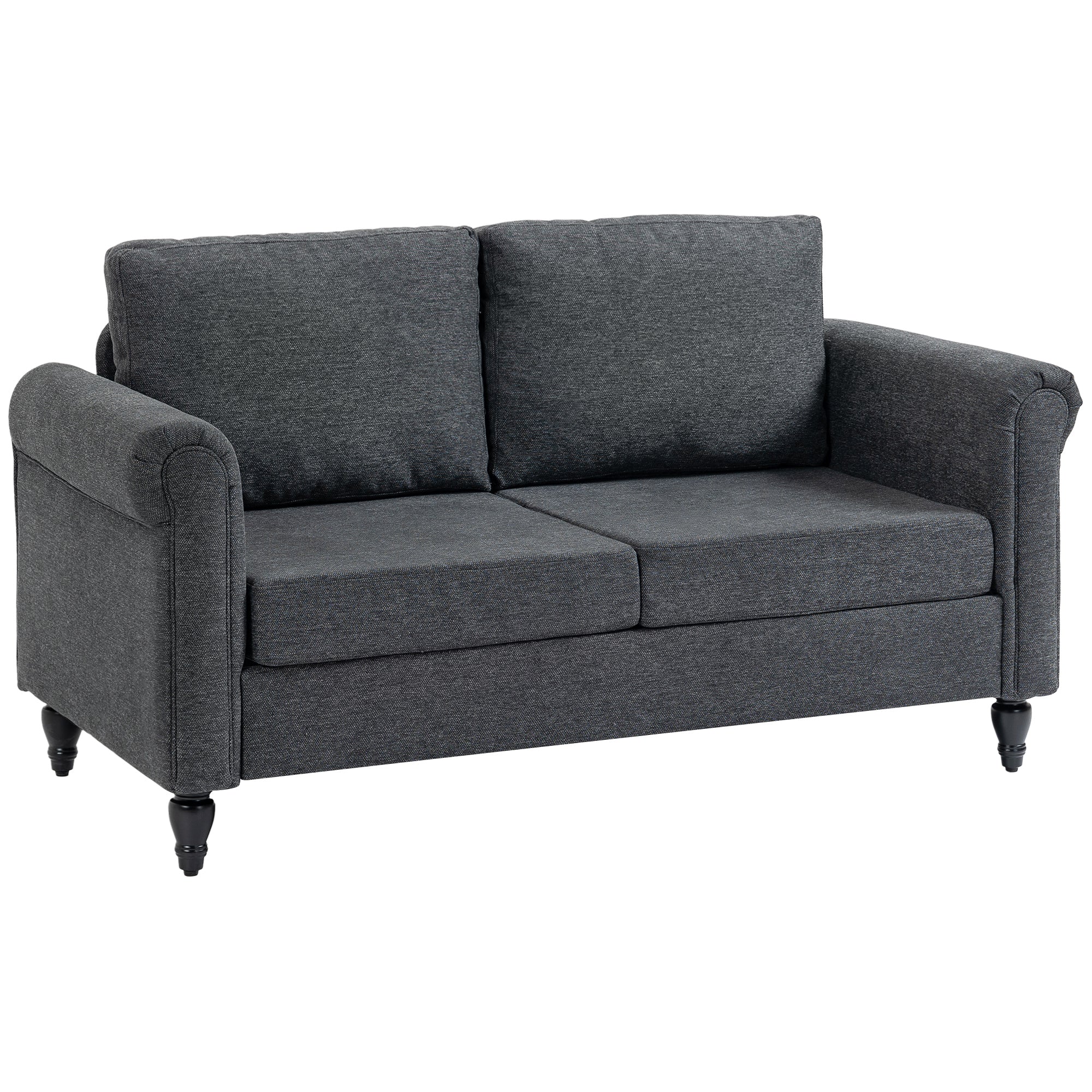 Loveseat Sofa - Dark Grey Chenille 57.9"-DECOROLALA