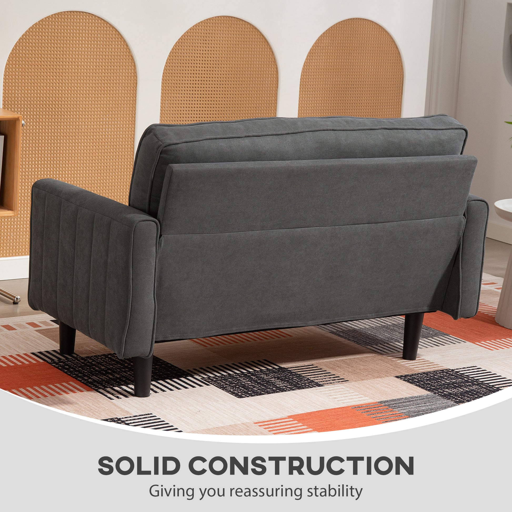 Loveseat Sofa - Dark Grey Linen 2 Seater-DECOROLALA