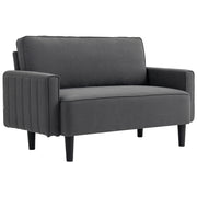 Loveseat Sofa - Dark Grey Linen 2 Seater-DECOROLALA