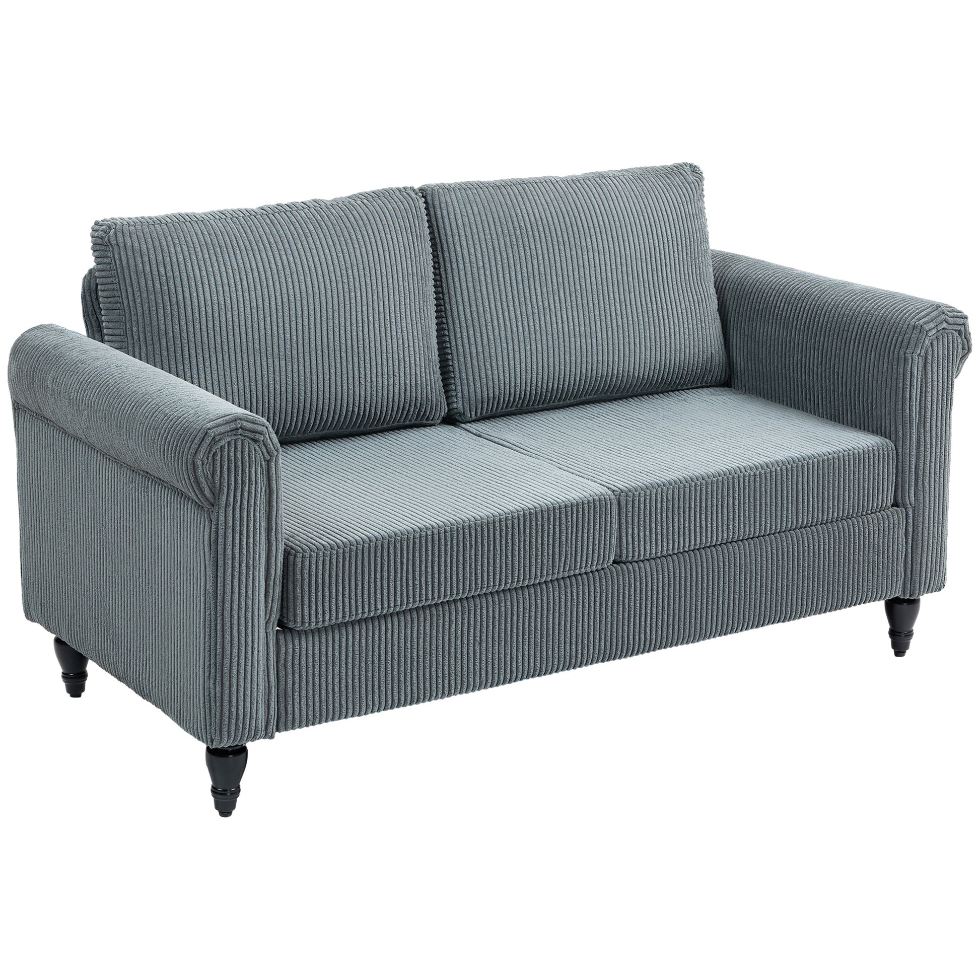 Loveseat Sofa - Grey Corduroy 2 Seater-DECOROLALA