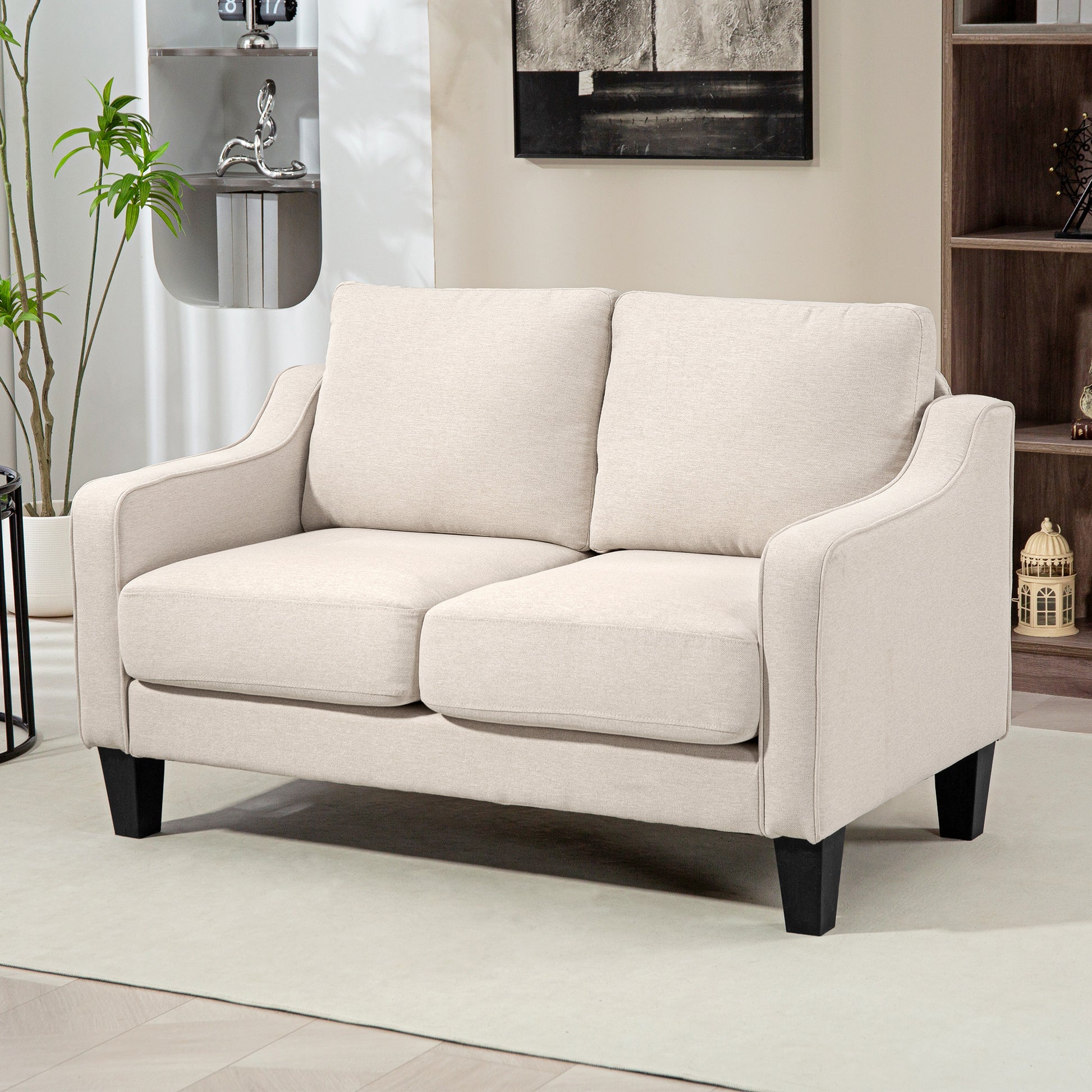 Loveseat Sofa - Linen Pocket Spring Charcoal Grey 53.5"-DECOROLALA