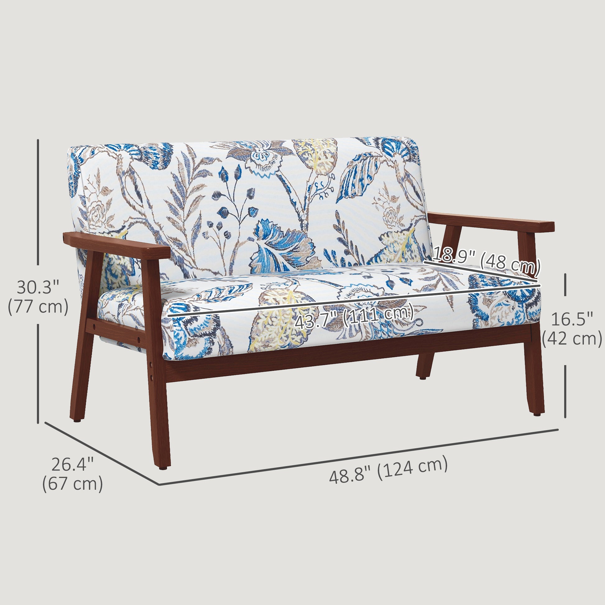 Loveseat Sofa - Multicolour Linen 2-Seater-DECOROLALA