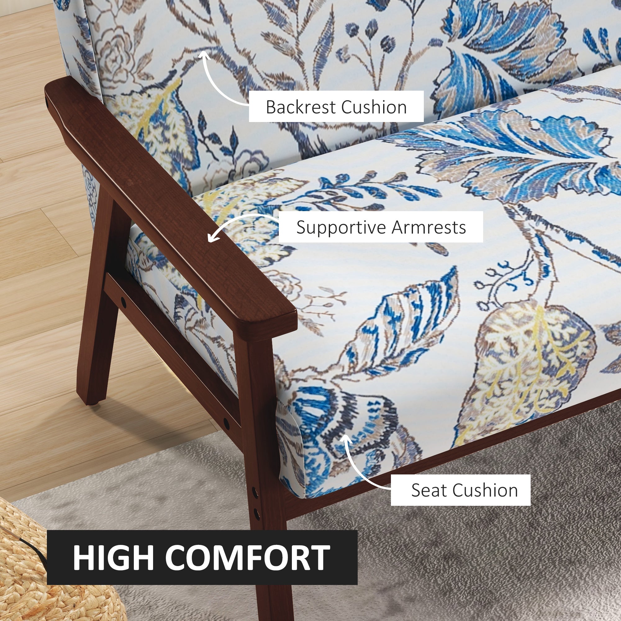 Loveseat Sofa - Multicolour Linen 2-Seater-DECOROLALA