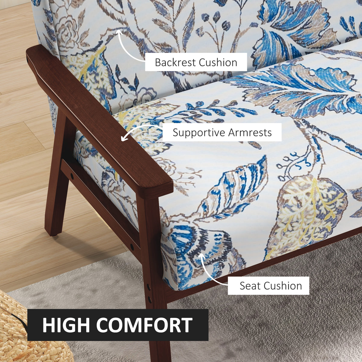 Loveseat Sofa - Multicolour Linen 2-Seater-DECOROLALA