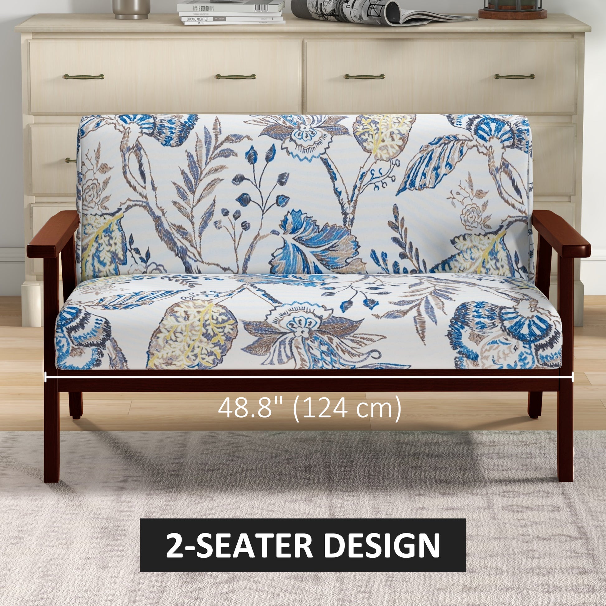 Loveseat Sofa - Multicolour Linen 2-Seater-DECOROLALA