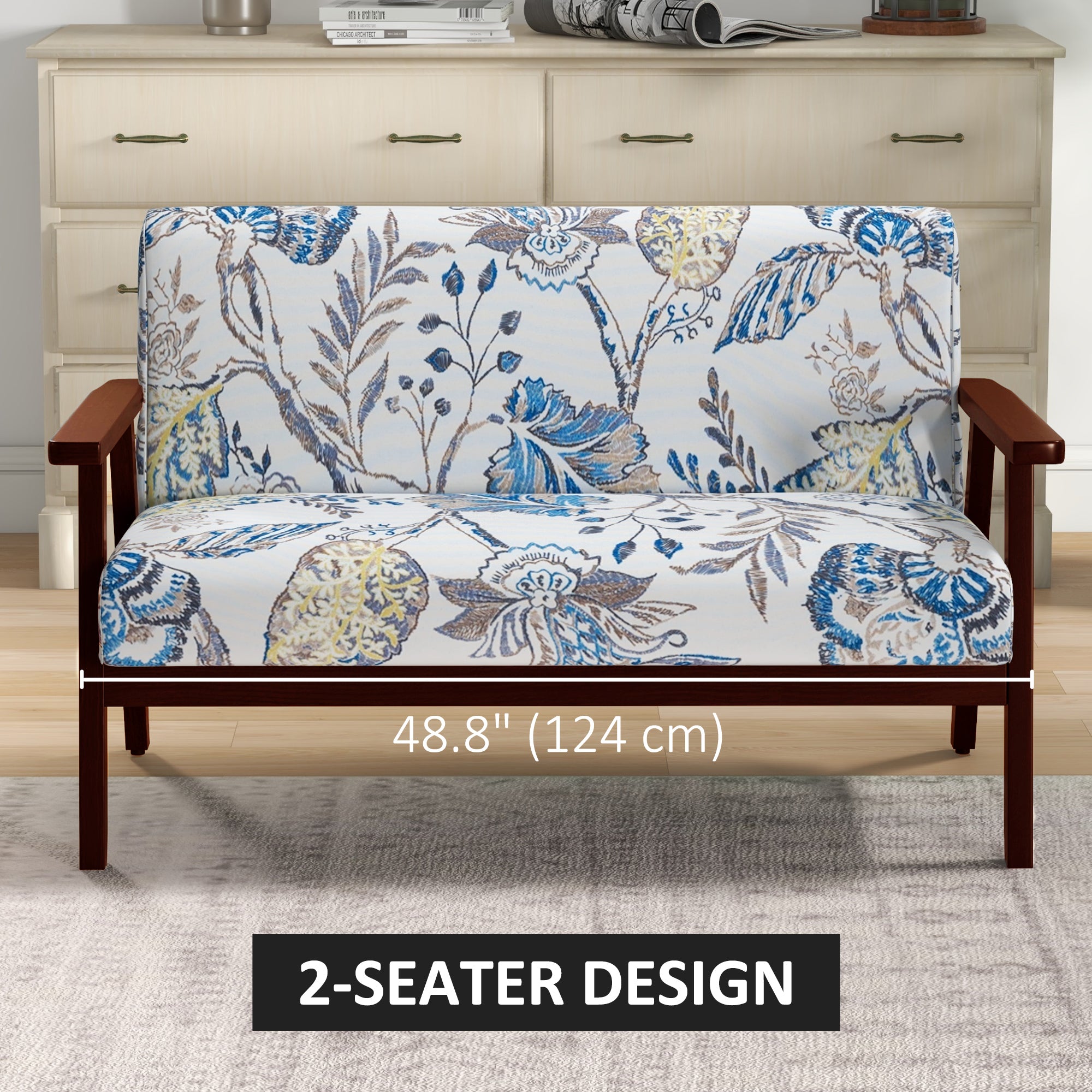 Loveseat Sofa - Multicolour Linen 2-Seater-DECOROLALA