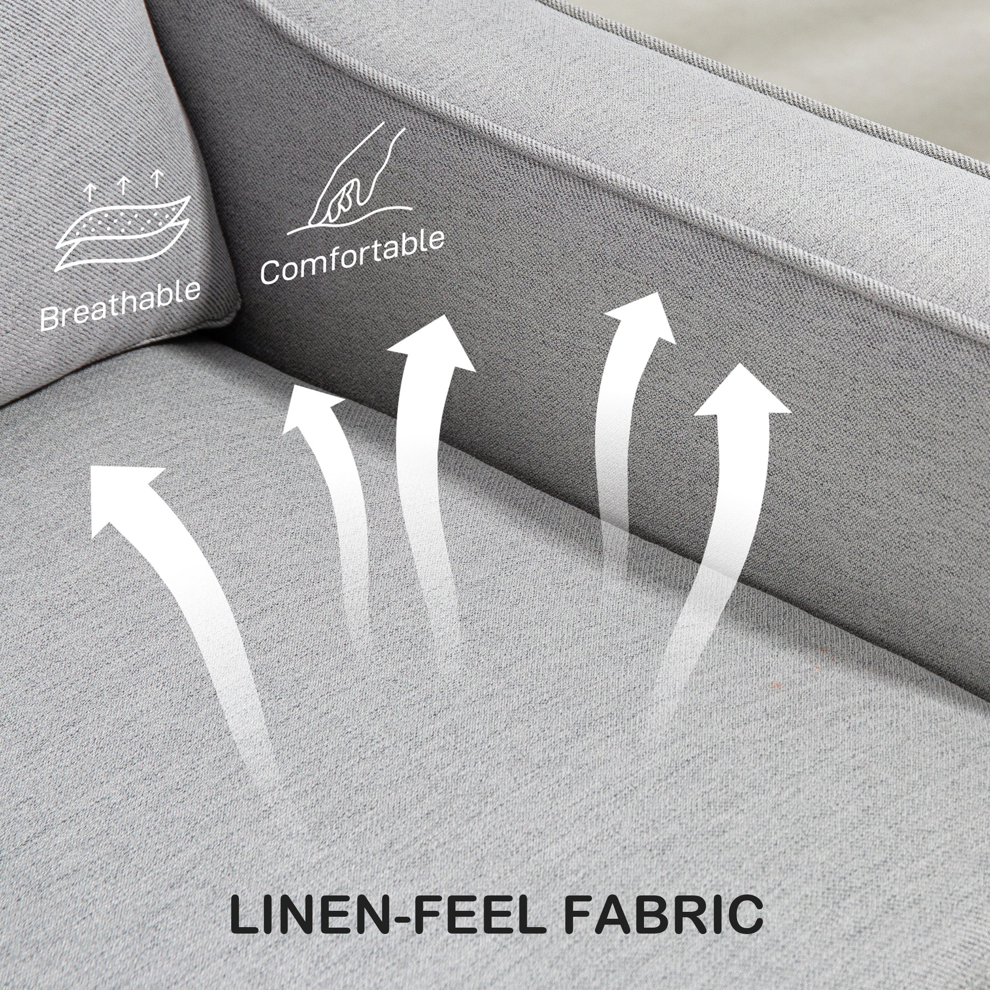 Loveseat Sofa Pocket Spring Light Grey Linen-DECOROLALA