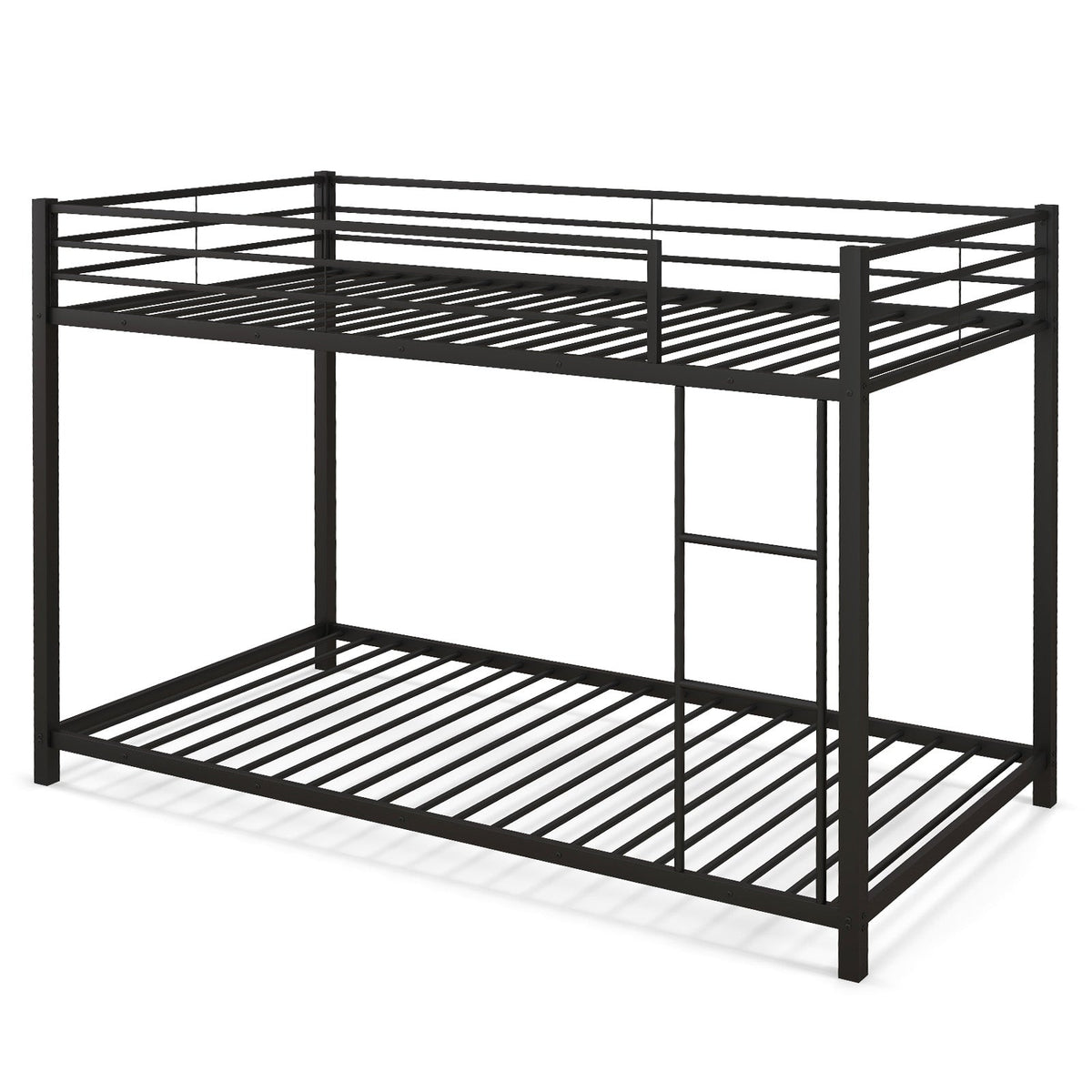 Low Profile Twin Over Twin Metal Bunk Bed - 78" x 41.5" x 54"-Bunk Bed Frame-DECOROLALA