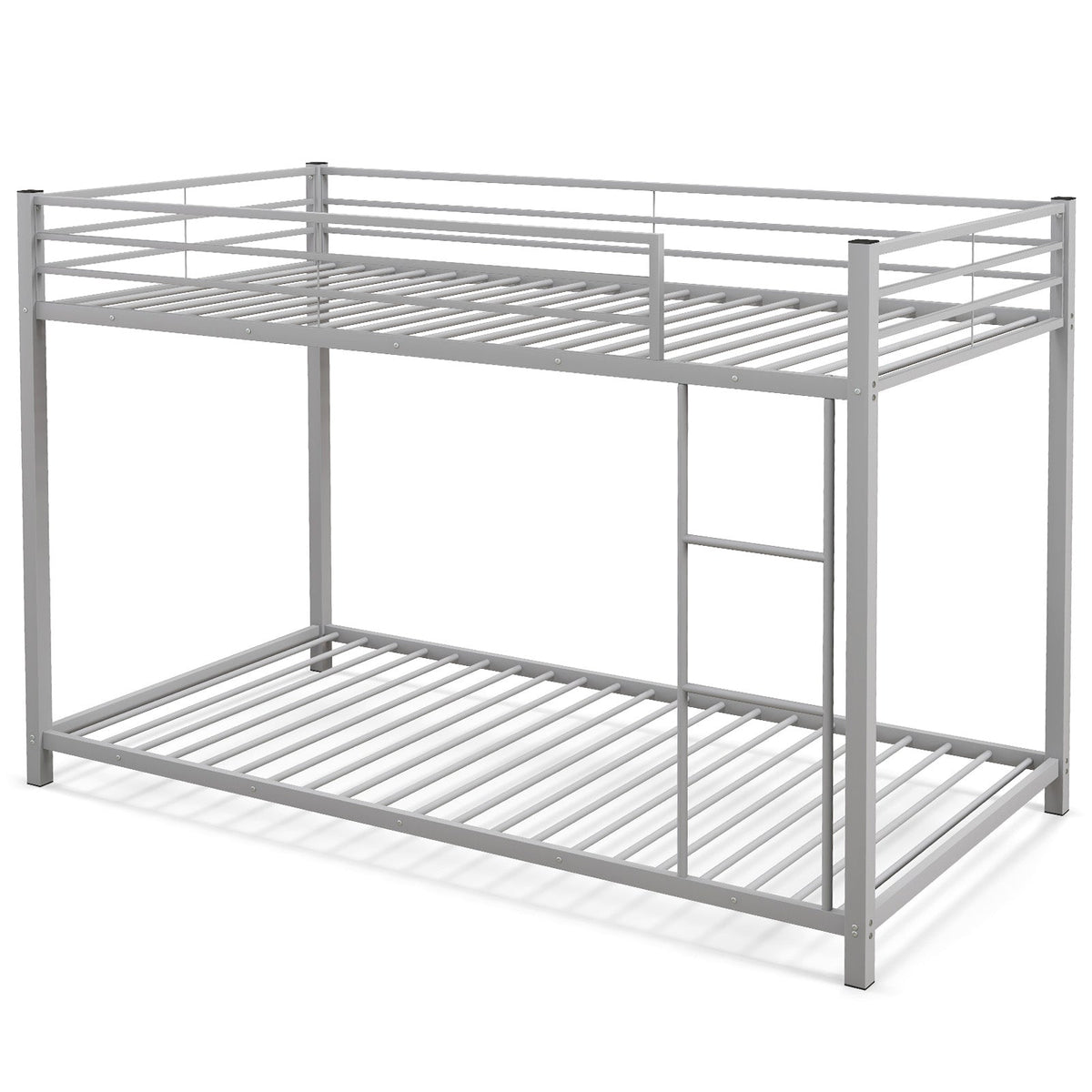 Low Profile Twin Over Twin Metal Bunk Bed - 78" x 41.5" x 54"-Bunk Bed Frame-DECOROLALA