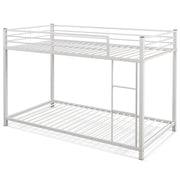 Low Profile Twin Over Twin Metal Bunk Bed with Full-length Guardrails-Bunk Bed Frame-DECOROLALA